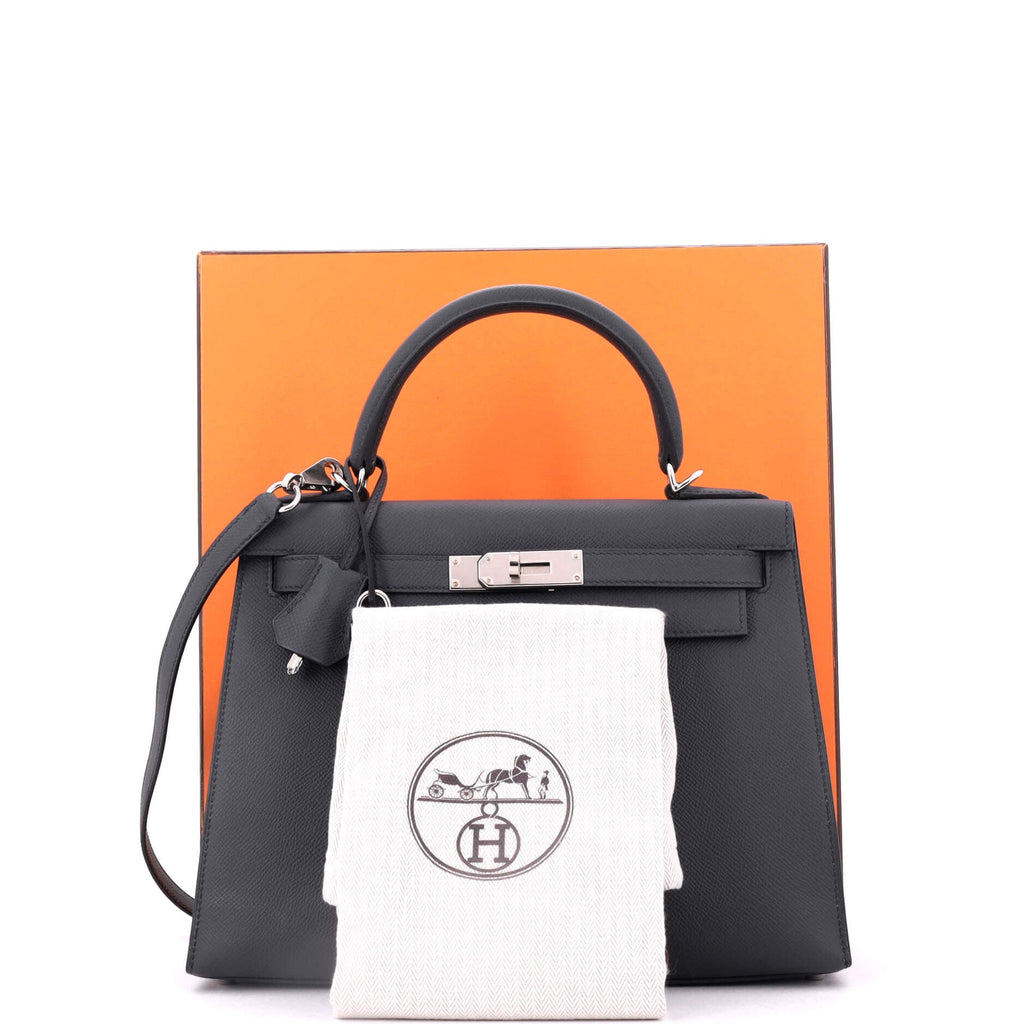 Kelly Handbag Grey Epsom with Palladium Hardware 28
