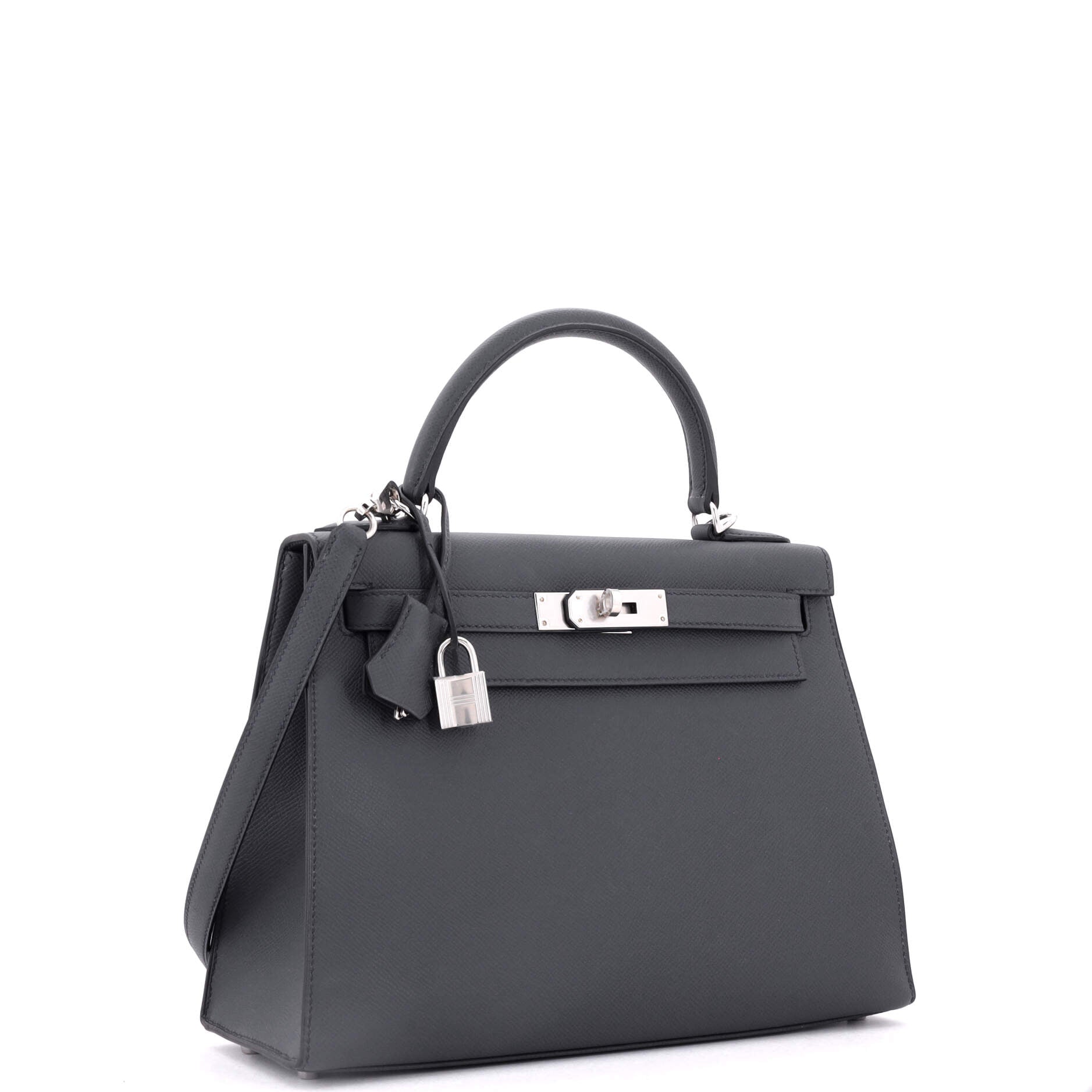 Kelly Handbag Grey Epsom with Palladium Hardware 28