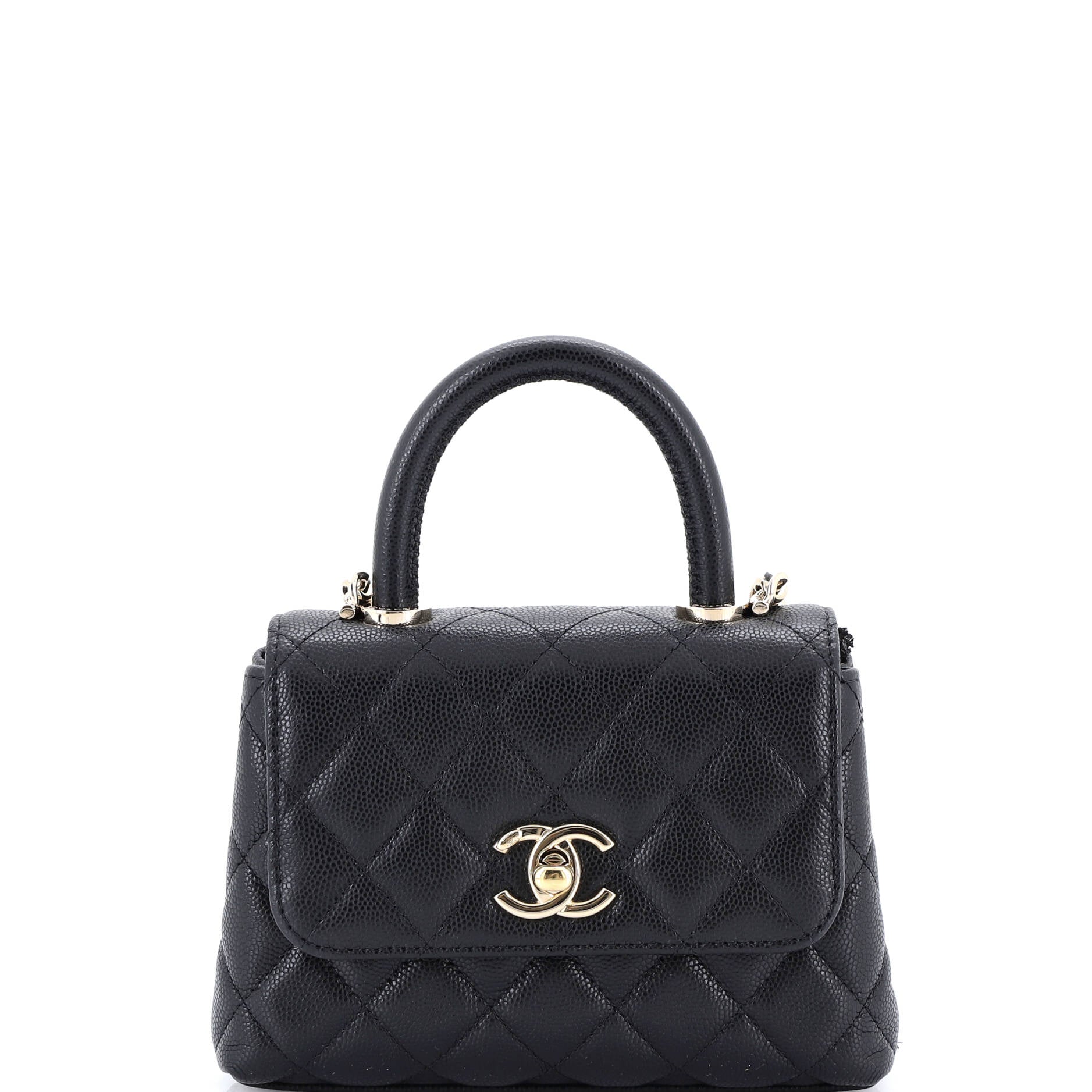 Coco Top Handle Clutch with Chain Quilted Caviar Mini