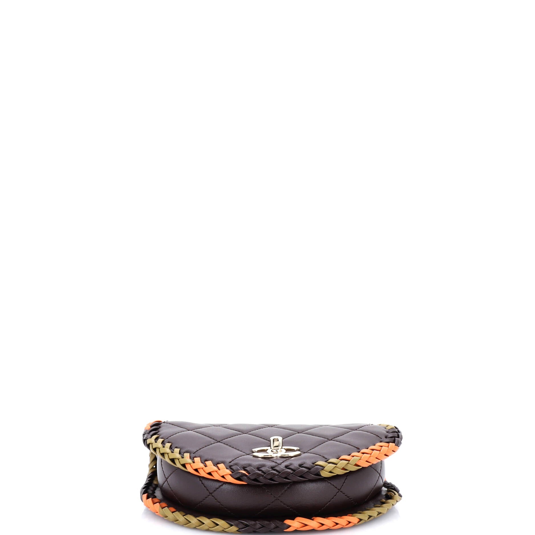 Half Moon Flap Messenger Bag Quilted Lambskin with Whipstitch Detail Mini