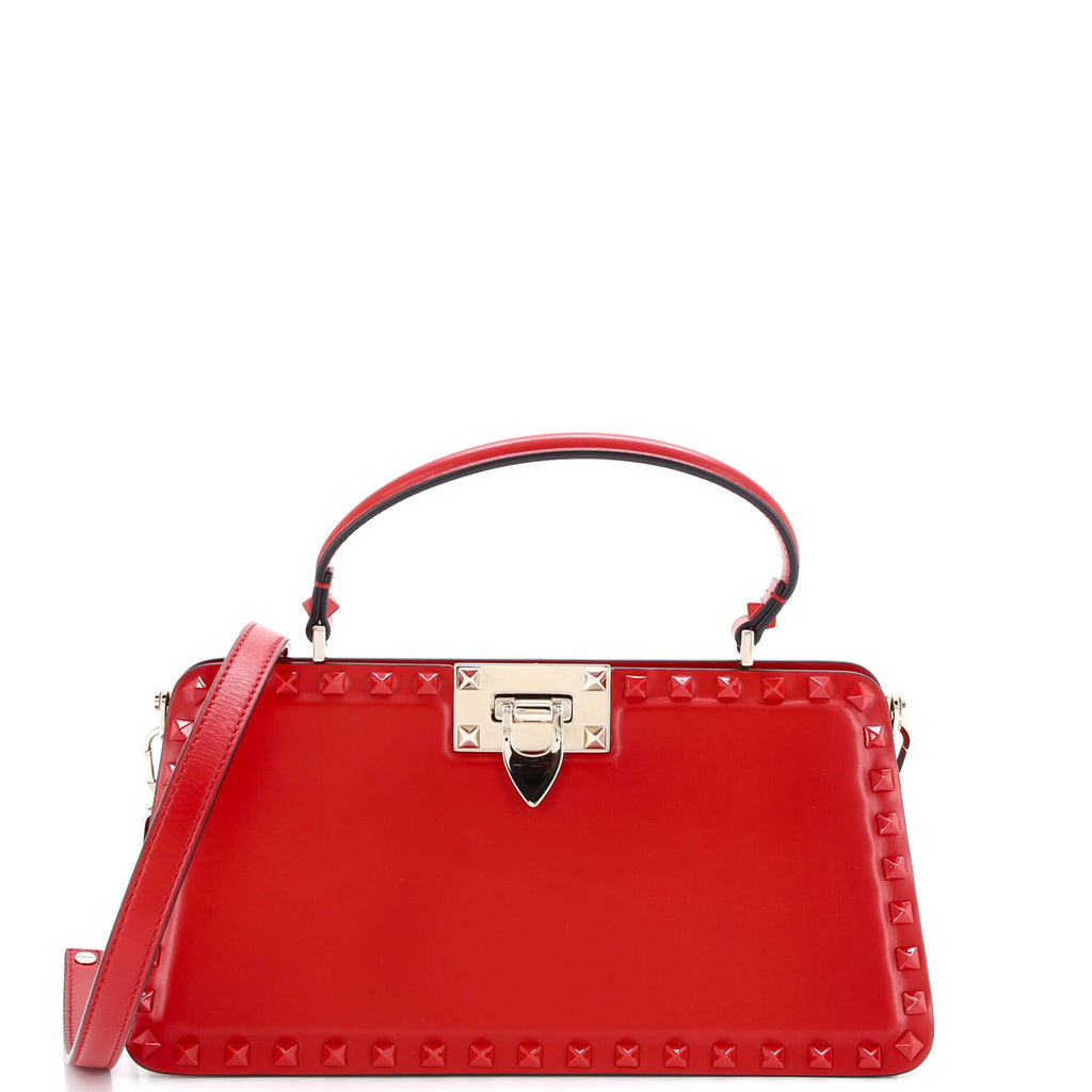 Rockstud Top Handle Bag Leather East West