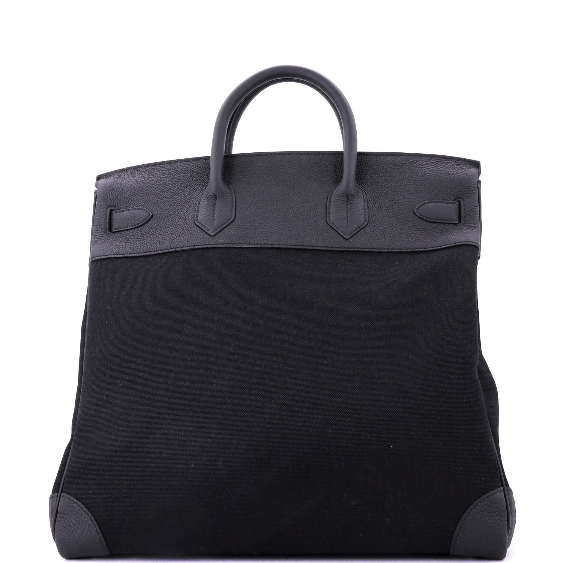 HAC Birkin Bag Toile and Noir Togo with Palladium Hardware 40