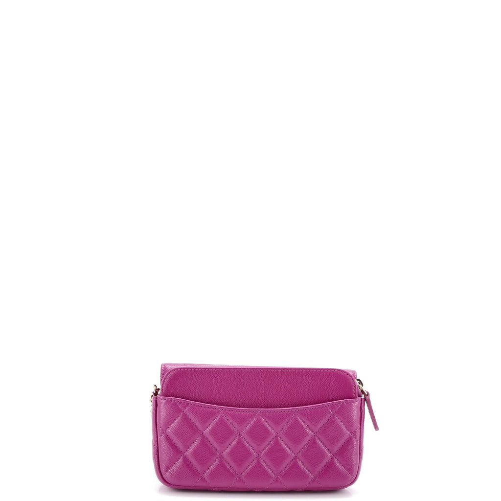 Classic Flap Phone Holder with Chain Quilted Caviar