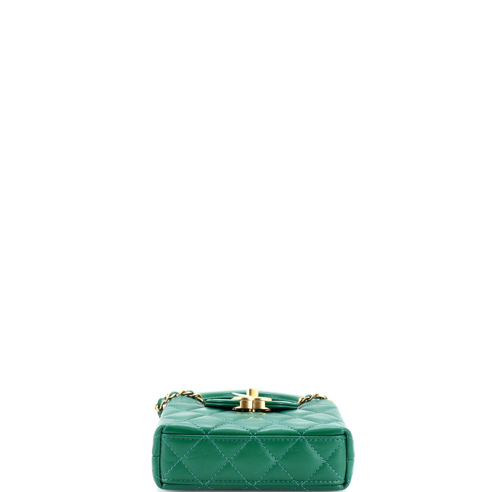 Kelly Top Handle Shopping Bag Quilted Shiny Aged Calfskin Nano