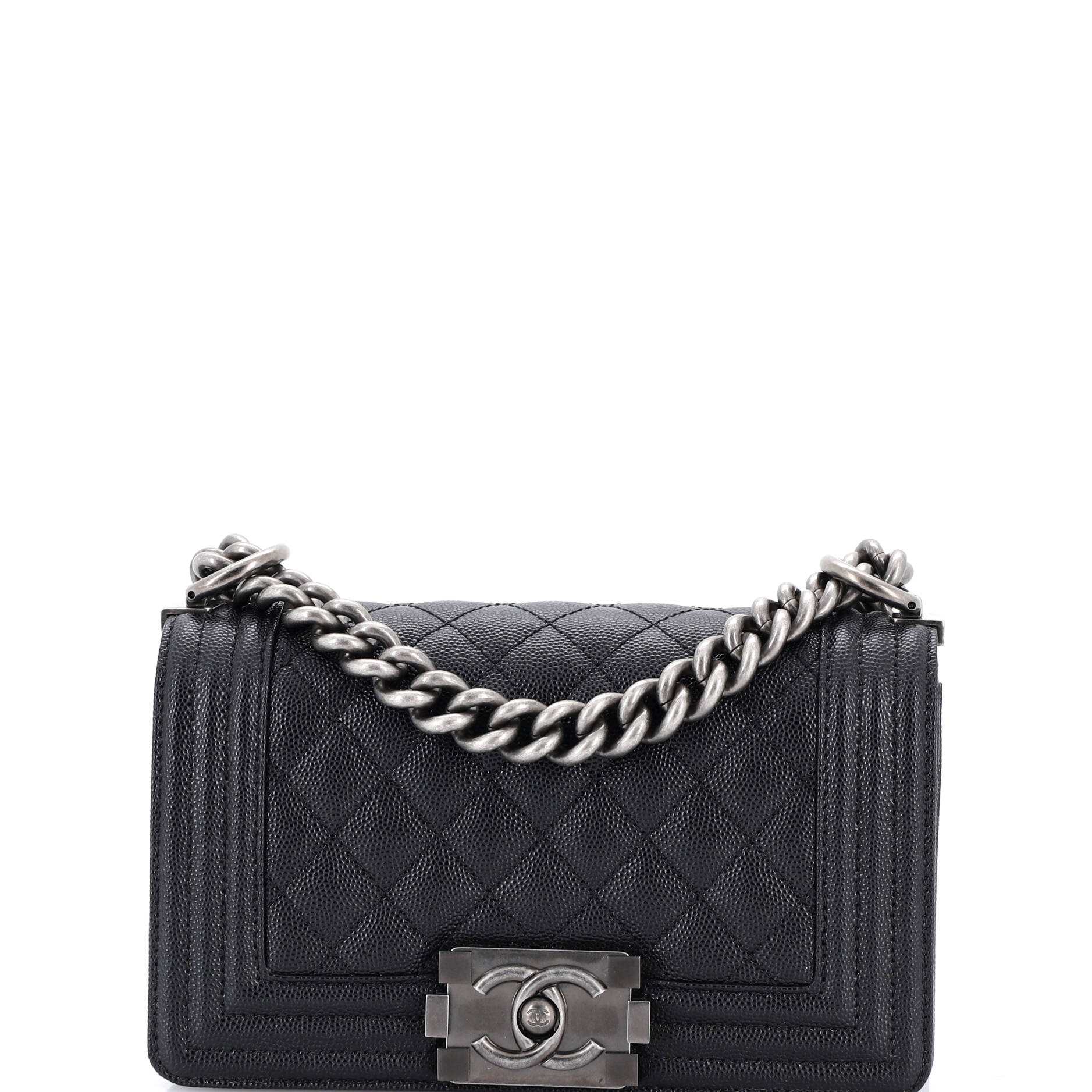 Boy Flap Bag Quilted Caviar Small