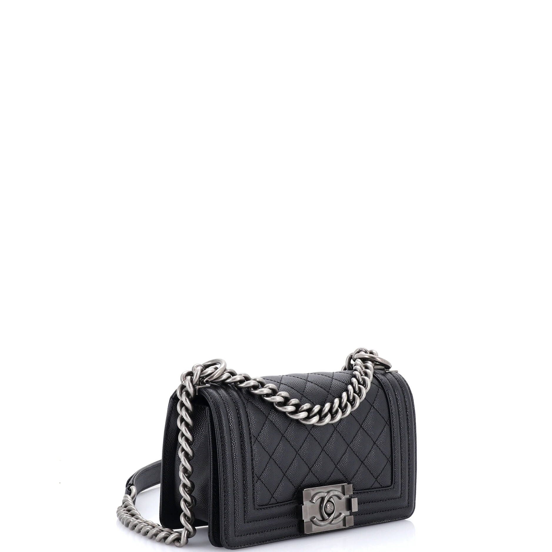 Boy Flap Bag Quilted Caviar Small