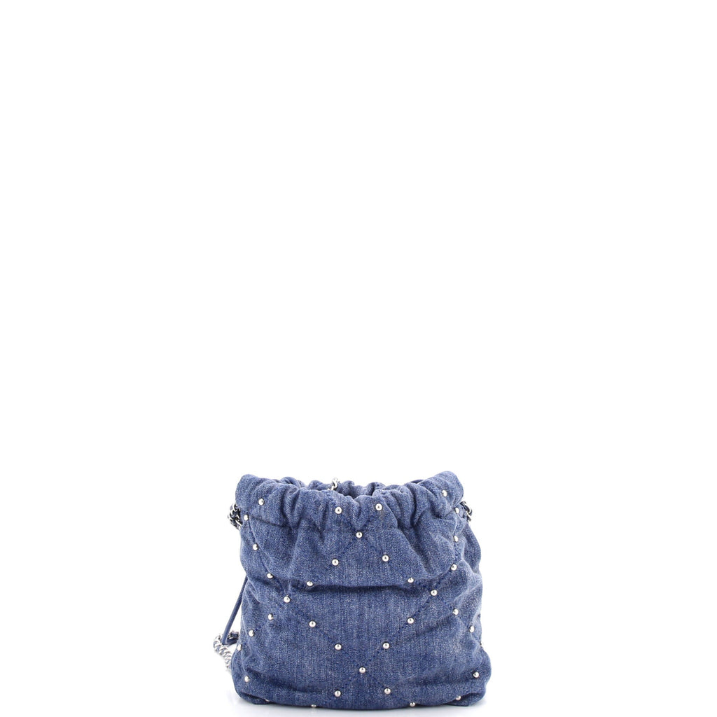 22 Chain Hobo Quilted Studded Denim Mini