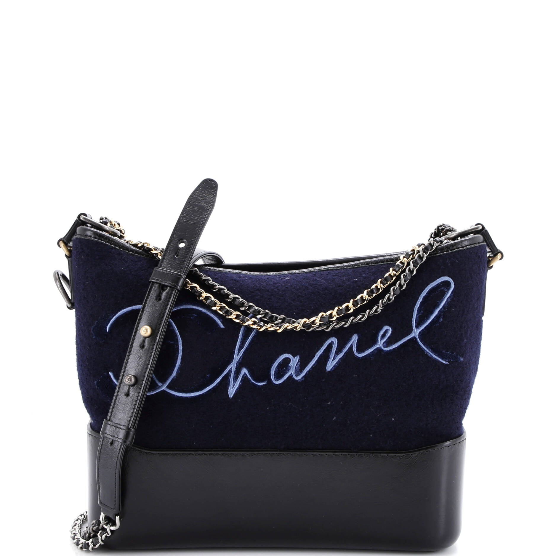 Paris-Hamburg Gabrielle Hobo Embroidered Wool and Calfskin Medium