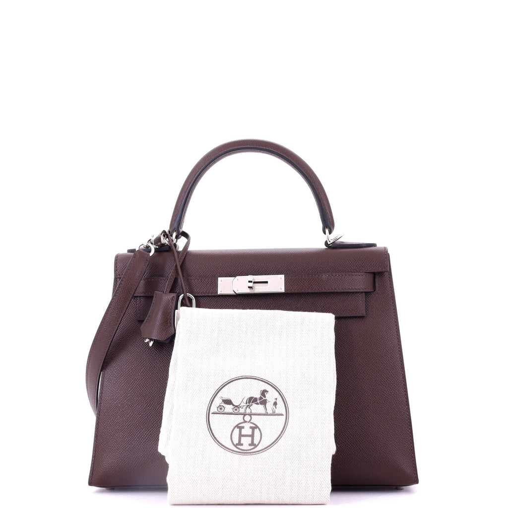 Kelly Handbag Verso Epsom with Palladium Hardware 28