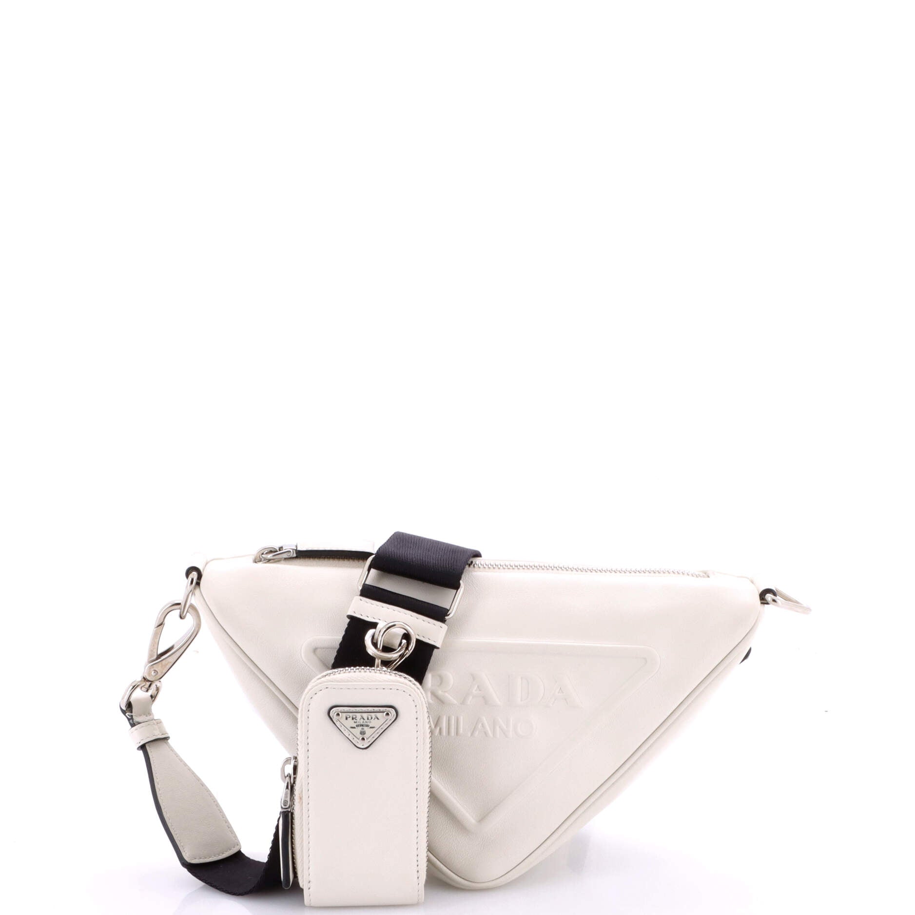 Triangle Logo Zip Crossbody Bag Leather Small