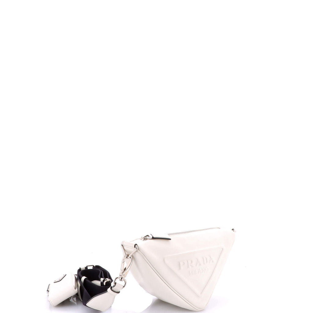Triangle Logo Zip Crossbody Bag Leather Small