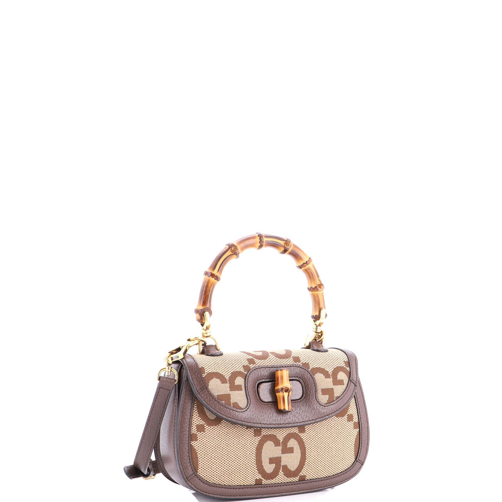 Bamboo 1947 Top Handle Bag Jumbo GG Canvas Small