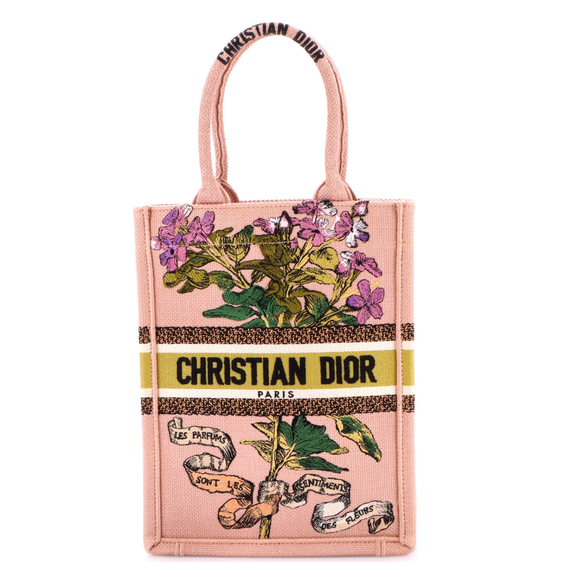 Book Tote Embroidered Canvas Vertical