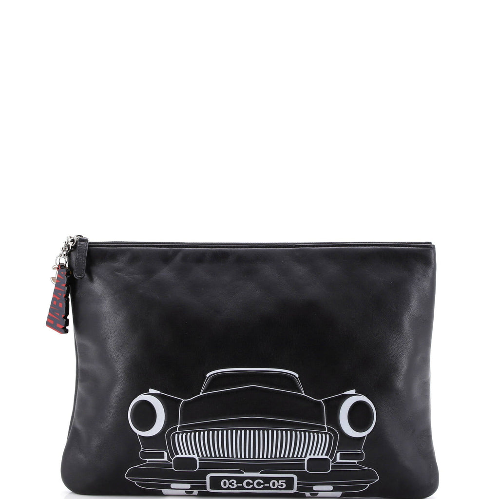 Cuba La Habana O Case Clutch Printed Embossed Lambskin Large