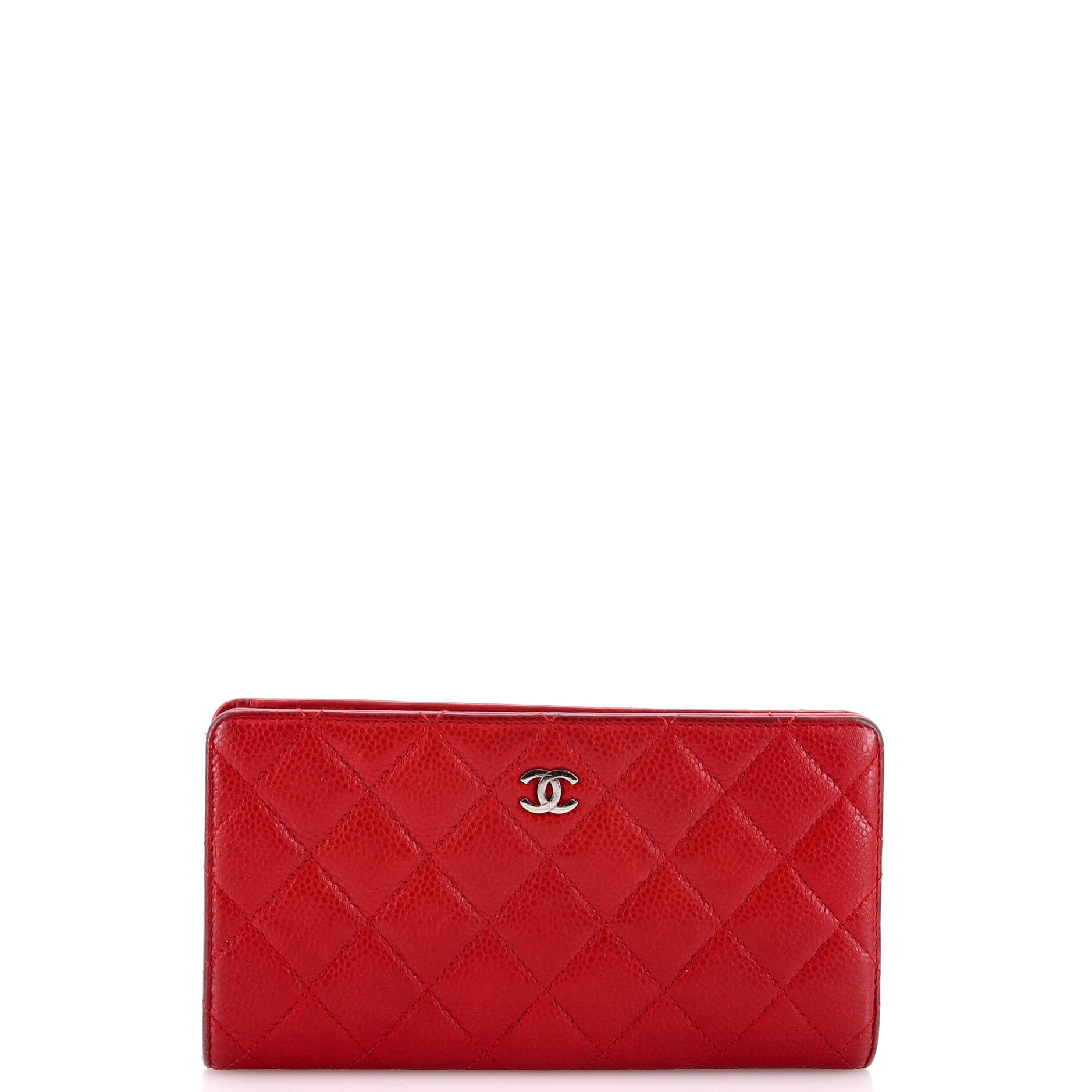 Zip Around Wallet Quilted Caviar Long