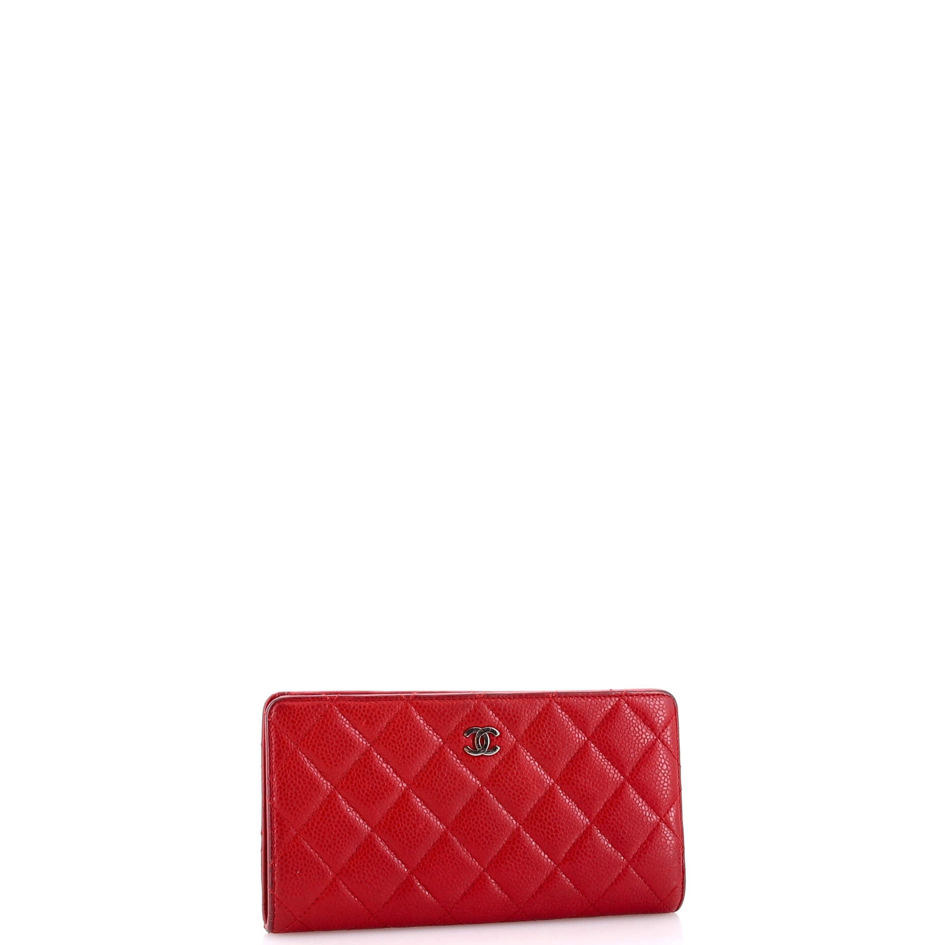 Zip Around Wallet Quilted Caviar Long