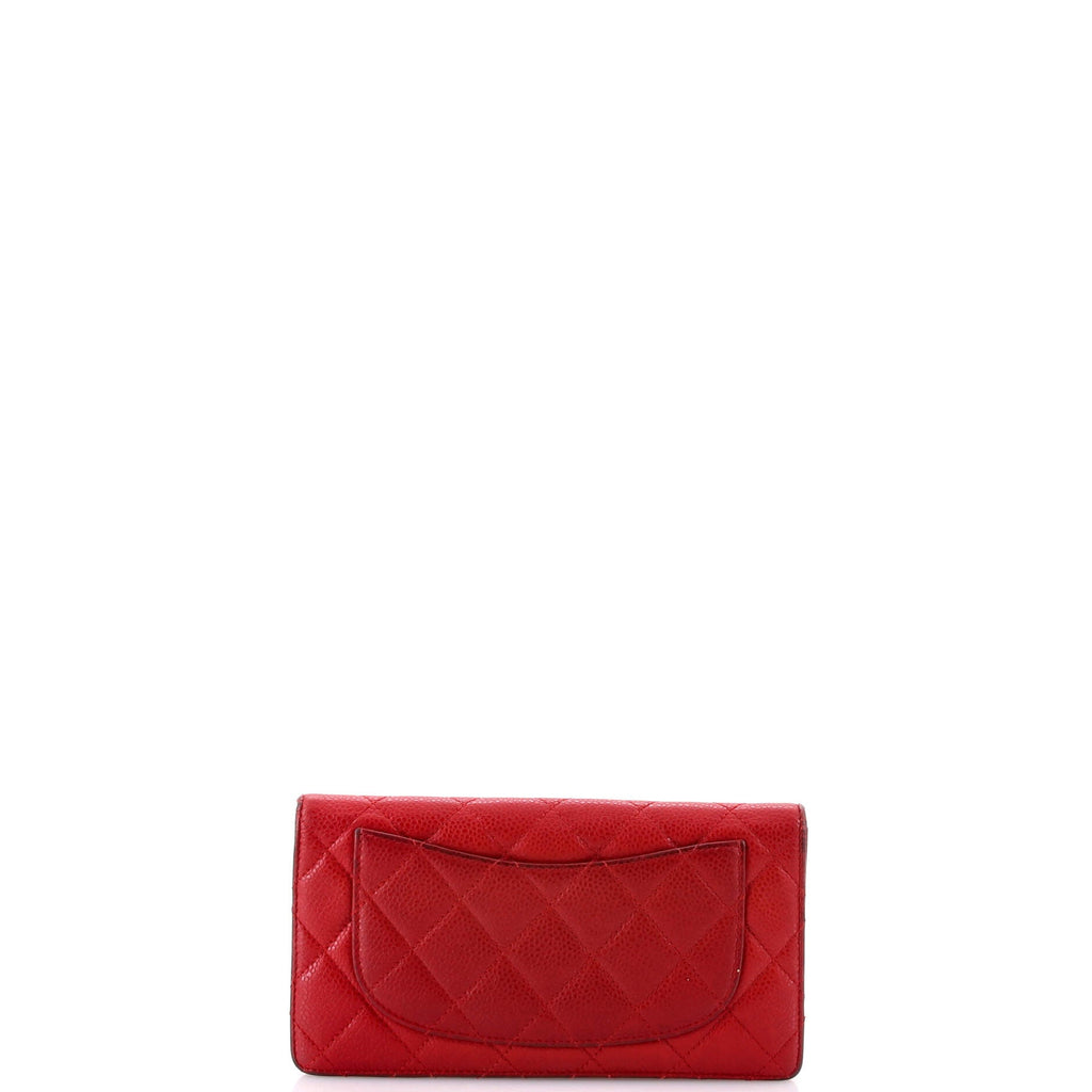 Zip Around Wallet Quilted Caviar Long