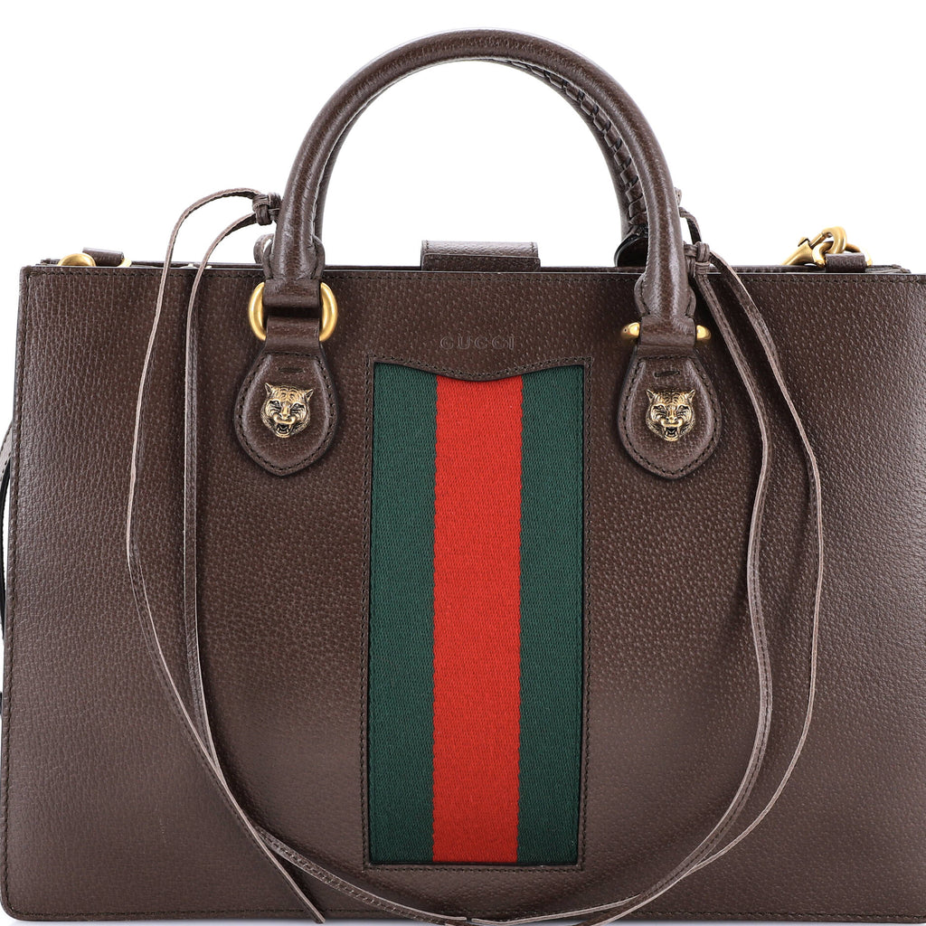 Animalier Web Top Handle Tote Leather Medium