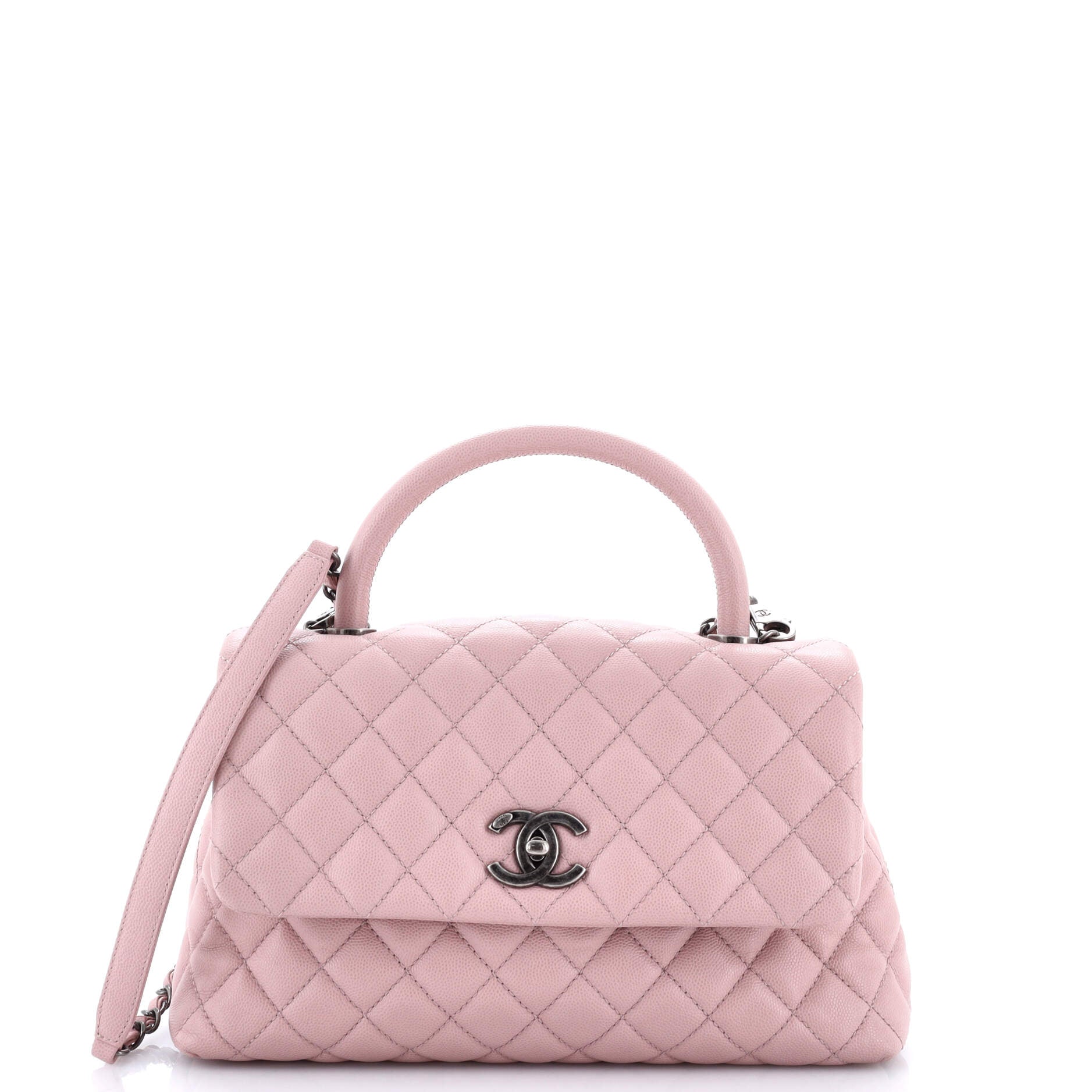 Coco Top Handle Bag Quilted Caviar Small