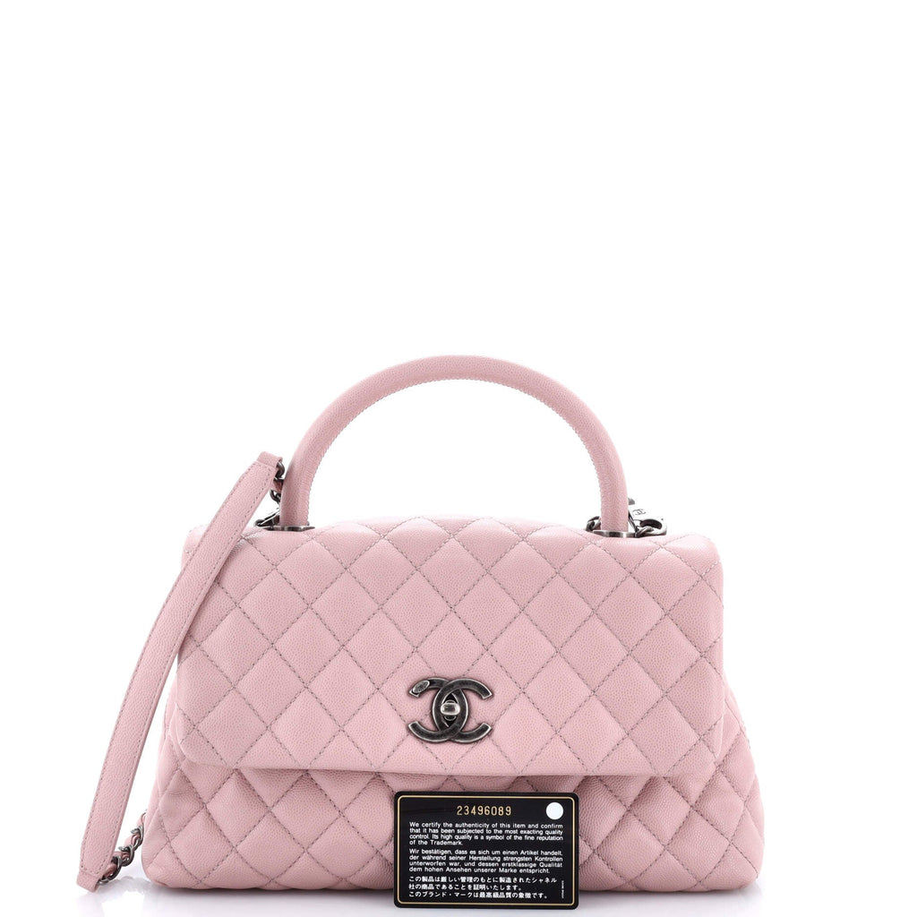 Coco Top Handle Bag Quilted Caviar Small