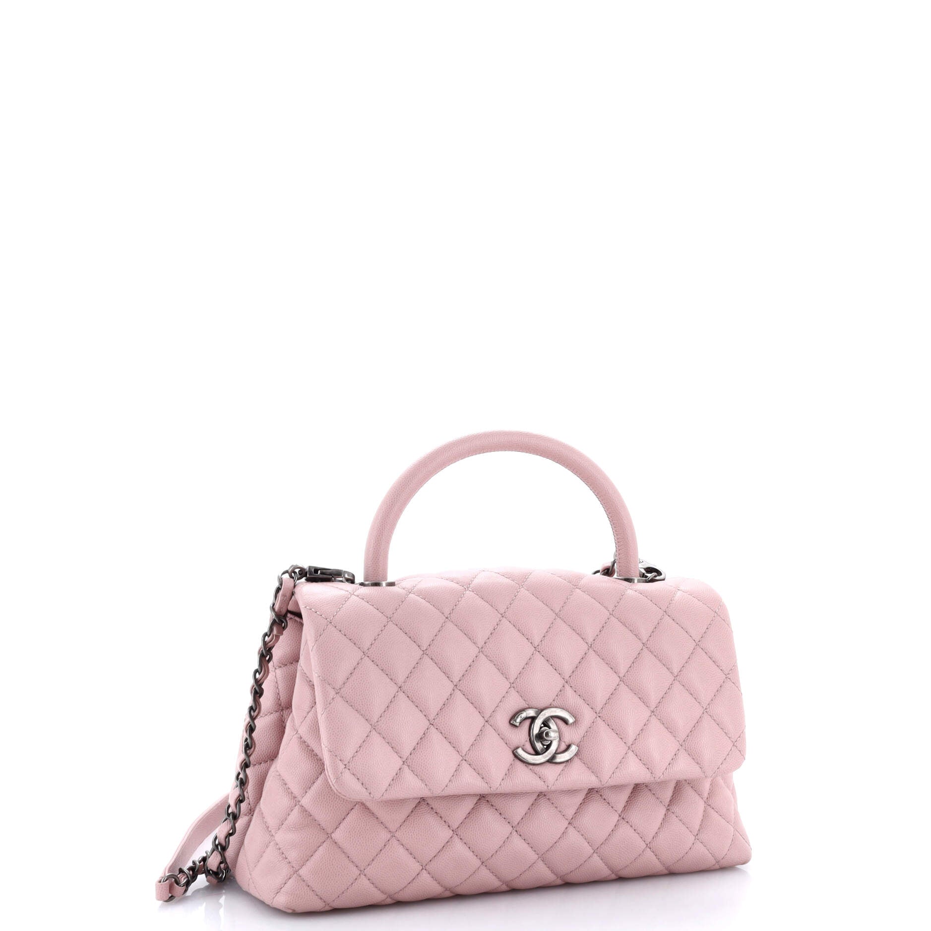 Coco Top Handle Bag Quilted Caviar Small