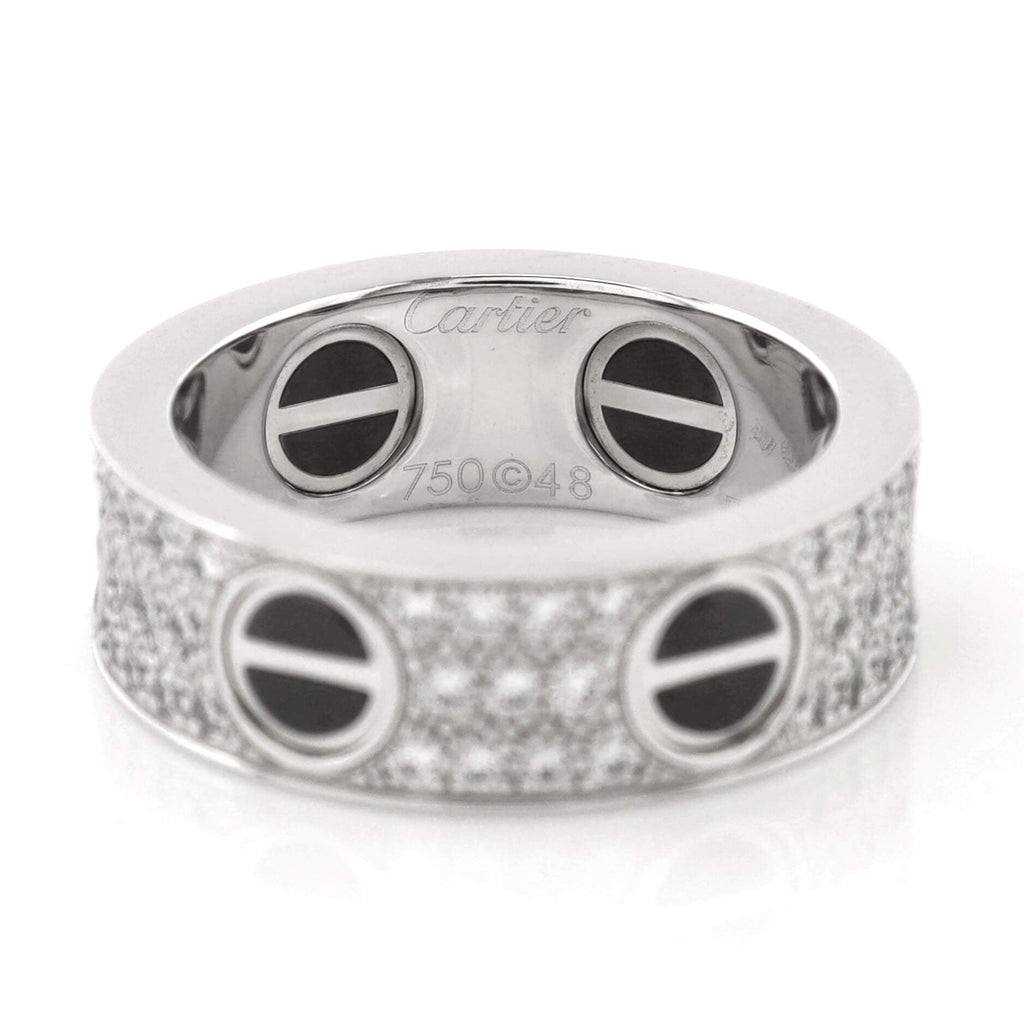 Love Band Paved Diamonds Ring 18K White Gold with Diamonds and Ceramic