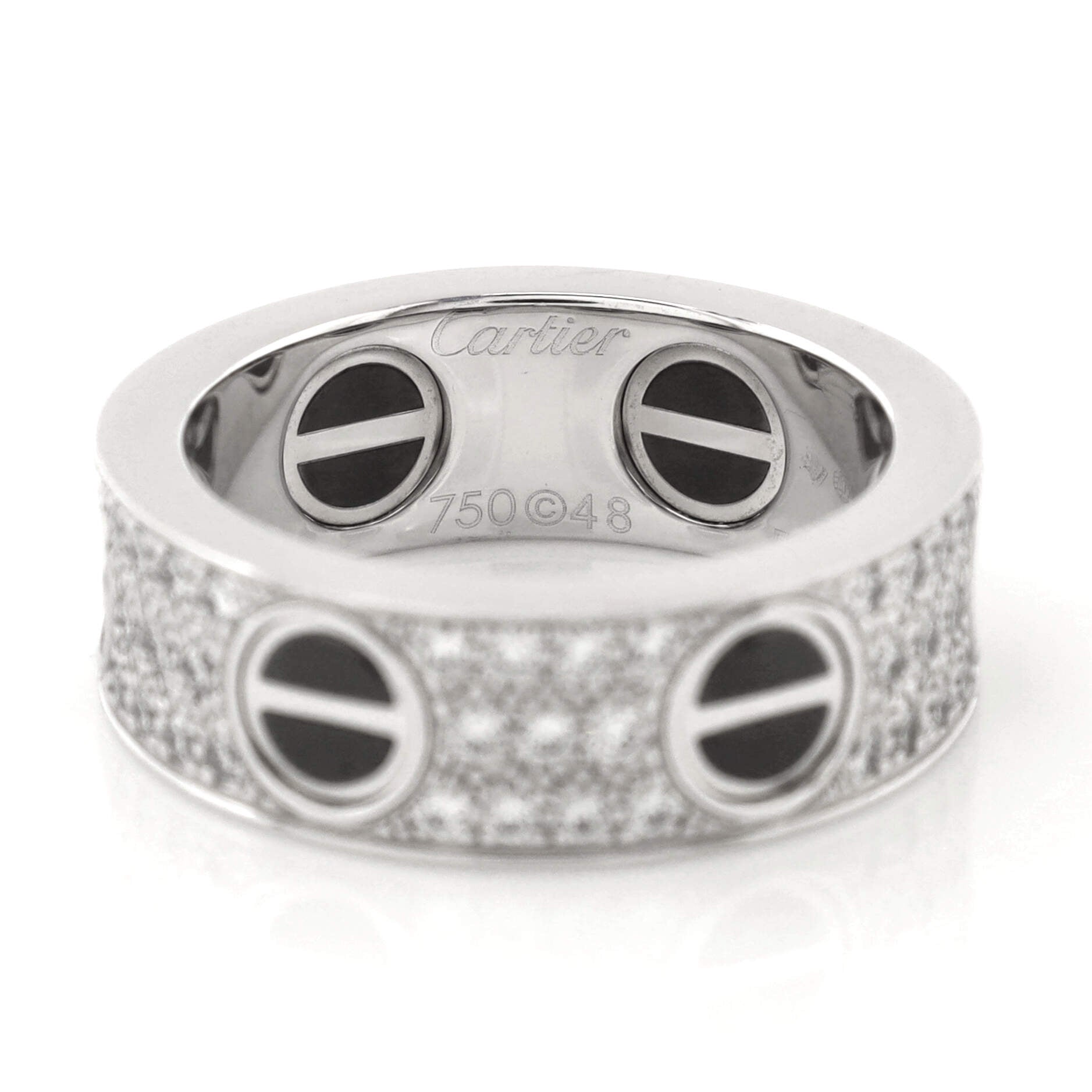Love Band Paved Diamonds Ring 18K White Gold with Diamonds and Ceramic