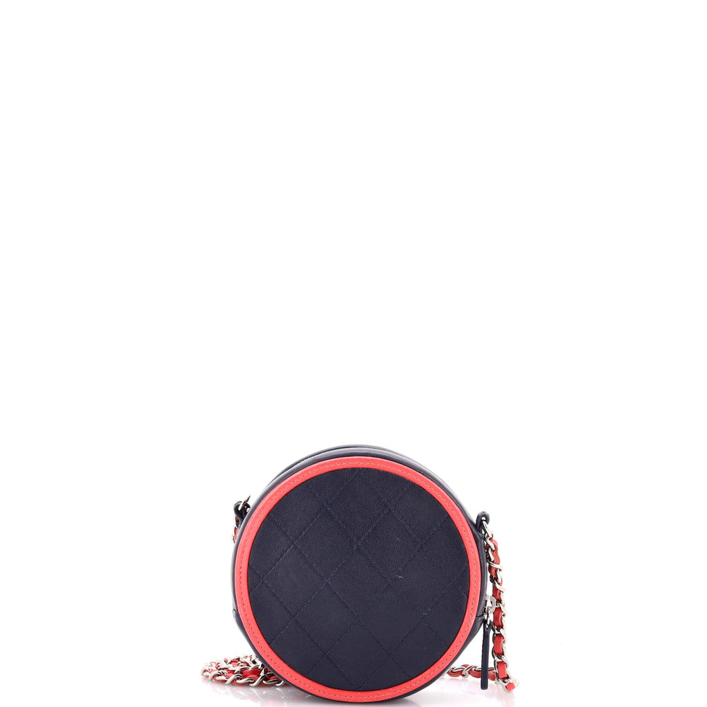 Color Pop Round Clutch with Chain Quilted Lambskin
