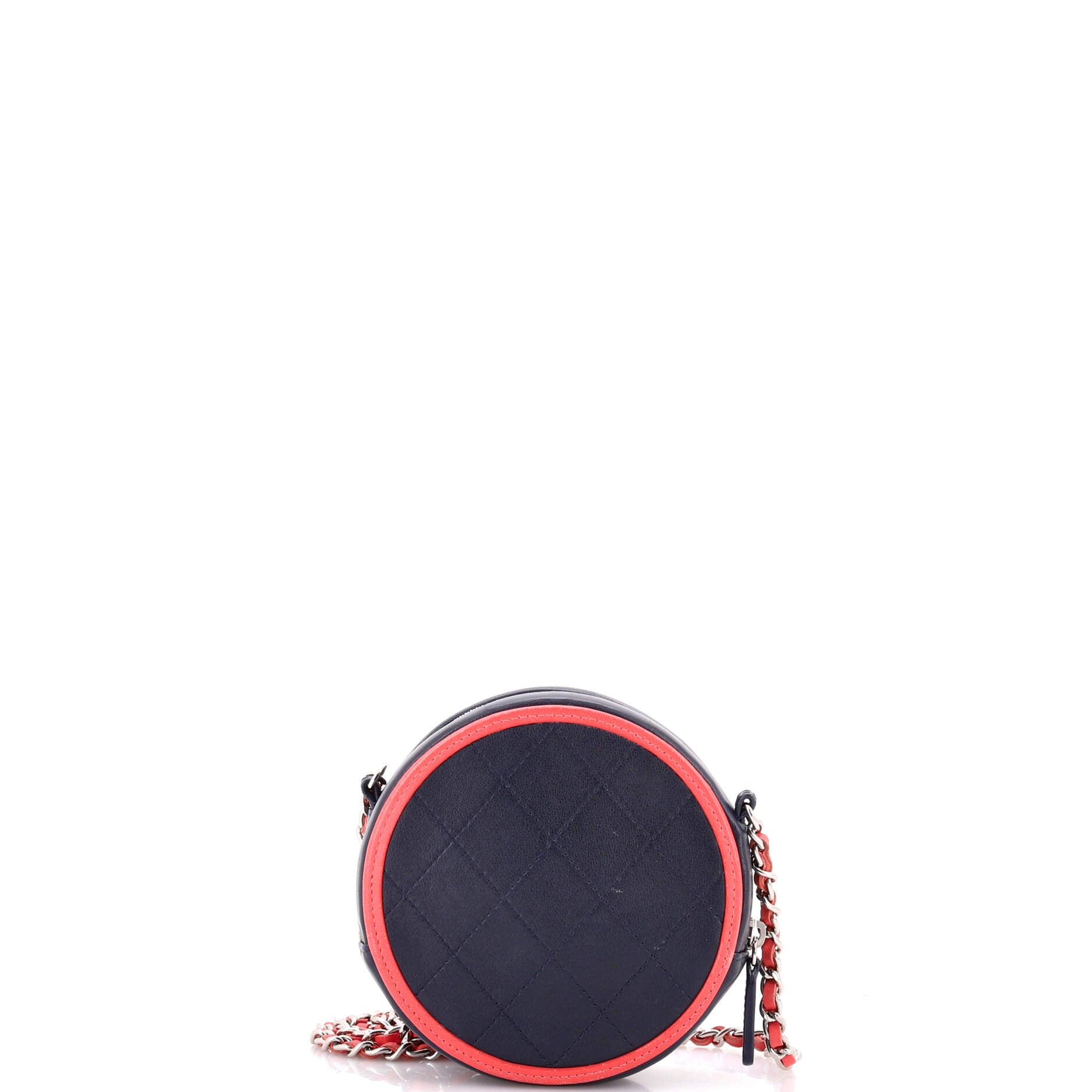 Color Pop Round Clutch with Chain Quilted Lambskin