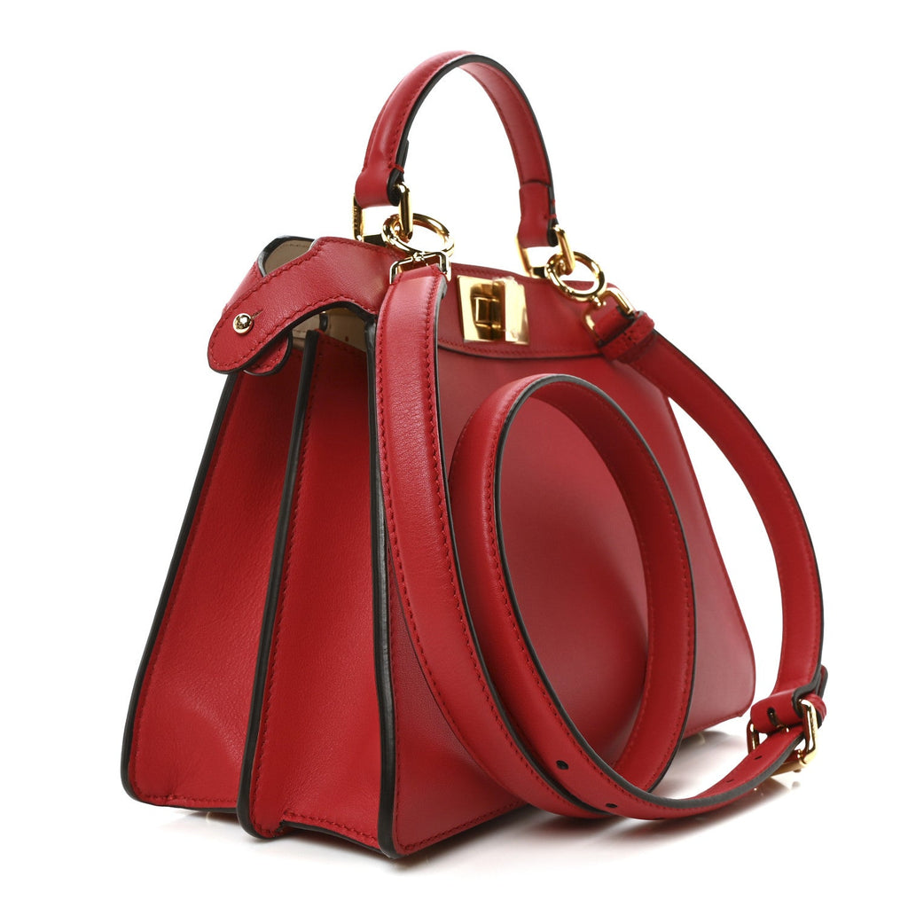 Vitello Seta Shiny Nappa Chinese Valentines Day Karligraphy Small Peekaboo I SEE U Satchel Panna Rosso inale