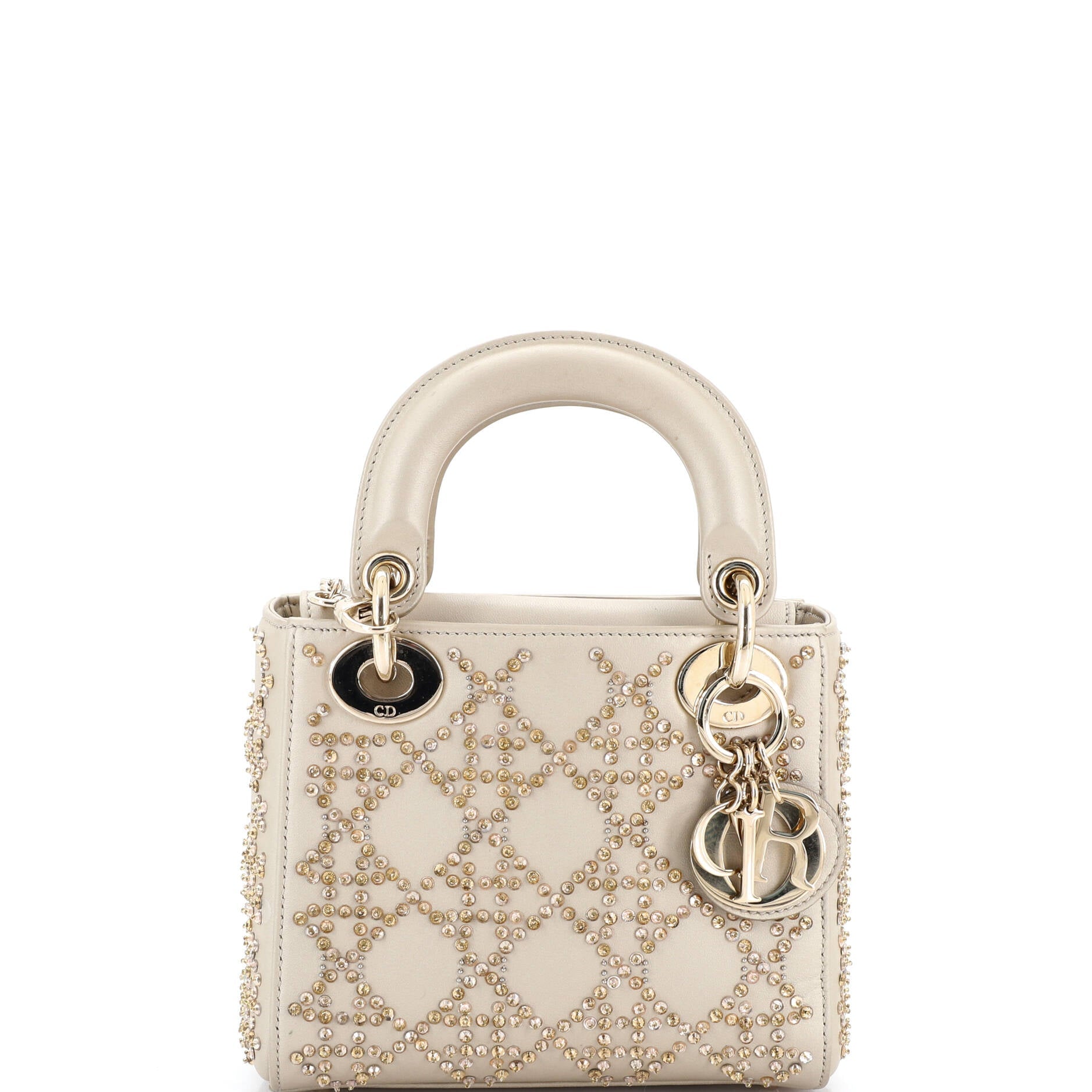 Lady Dior Chain Bag Crystal Embellished Cannage Quilt Leather Mini