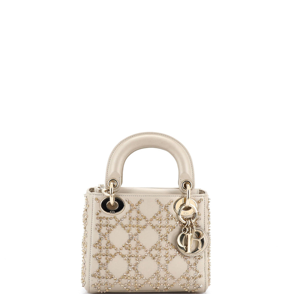 Lady Dior Chain Bag Crystal Embellished Cannage Quilt Leather Mini
