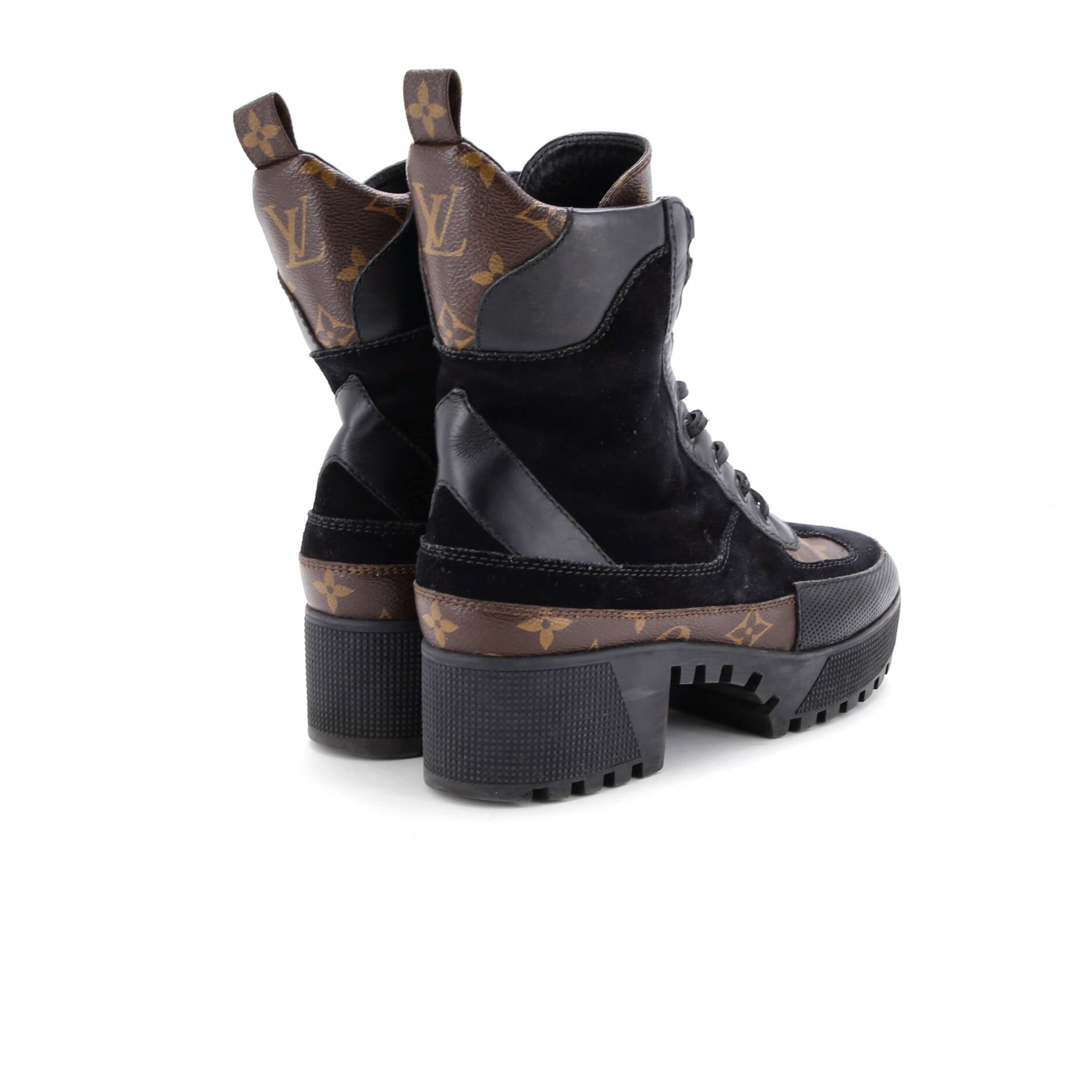 Women's Laureate Platform Desert Boots Suede with Monogram Canvas