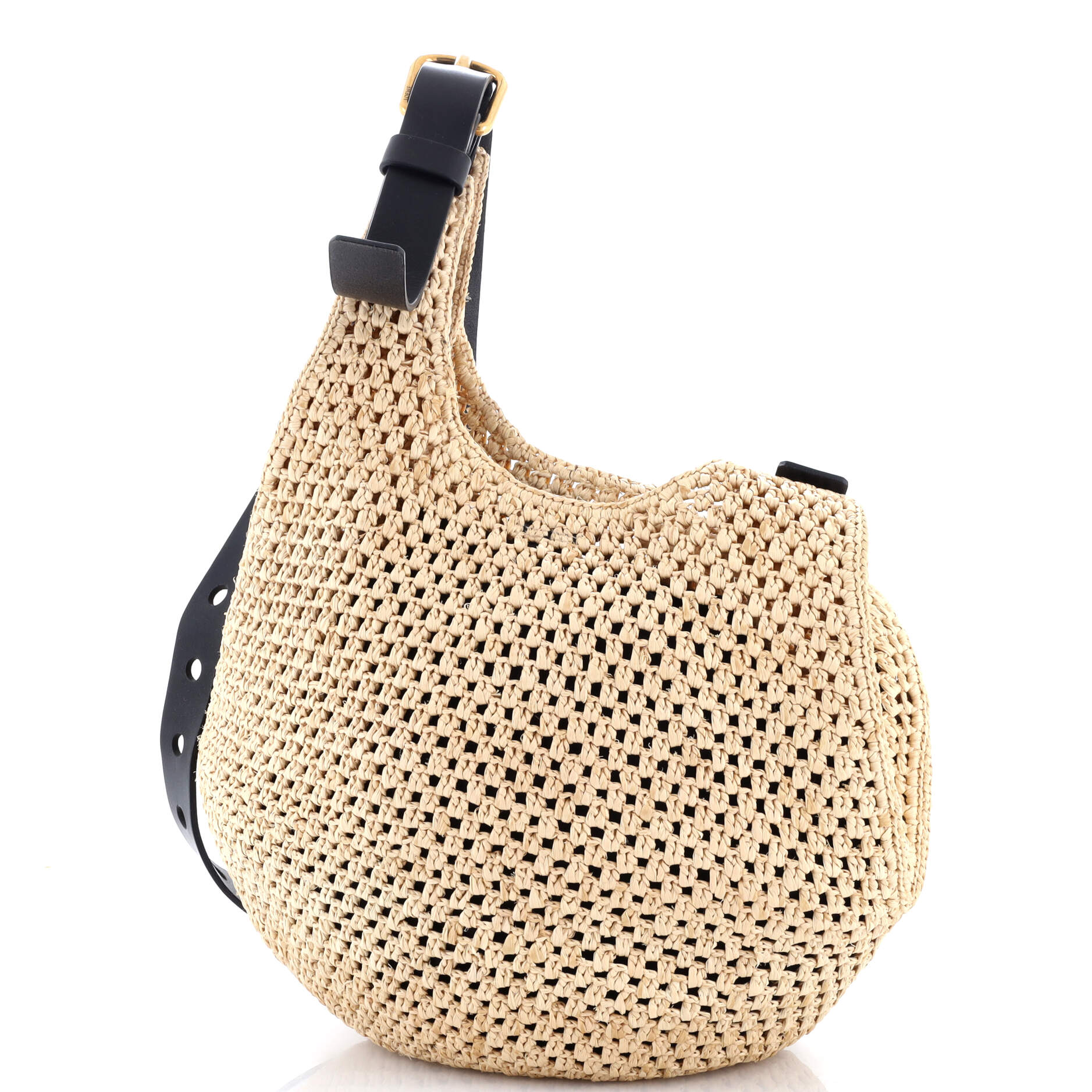 Paula's Ibiza Punch Hole Hobo Raffia with Leather Small
