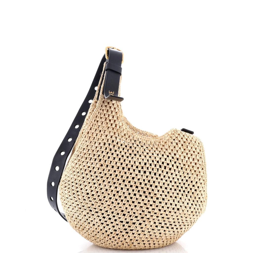 Paula's Ibiza Punch Hole Hobo Raffia with Leather Small