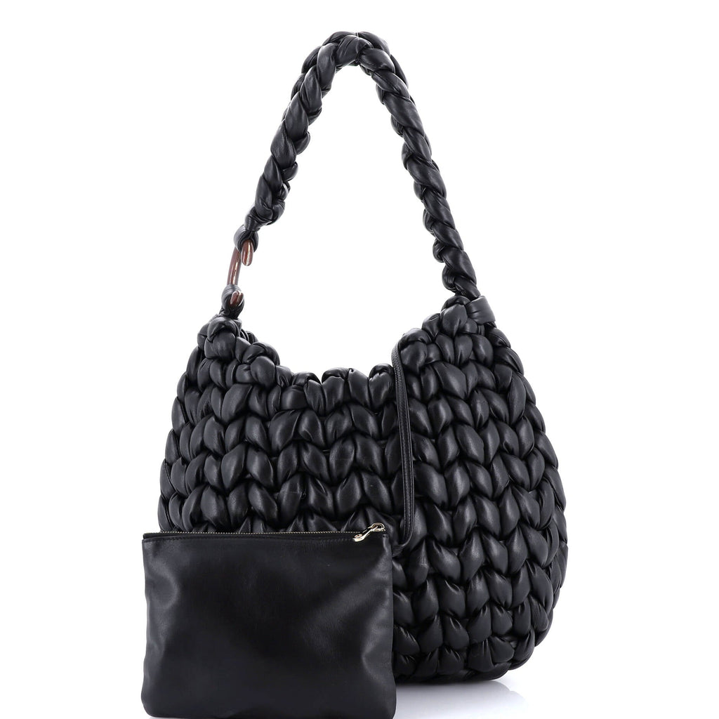 Wooden C Hobo Woven Leather Large