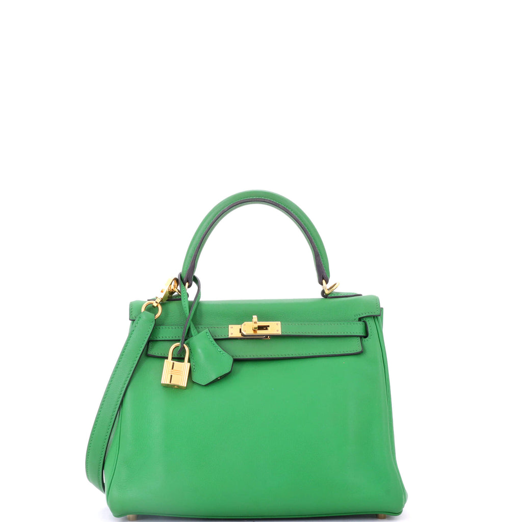 Kelly Handbag Bamboo Swift with Gold Hardware 25