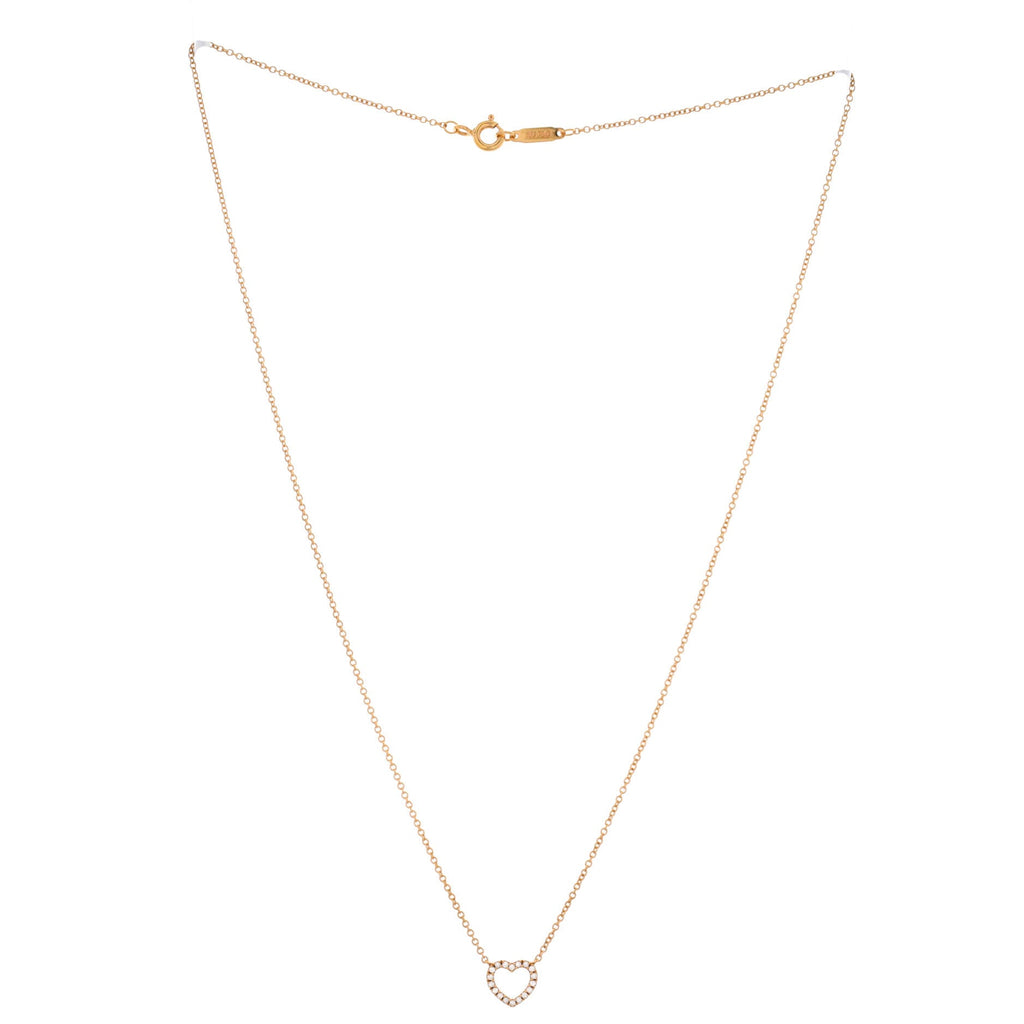 Metro Open Heart Pendant Necklace 18K Rose Gold and Diamonds Mini