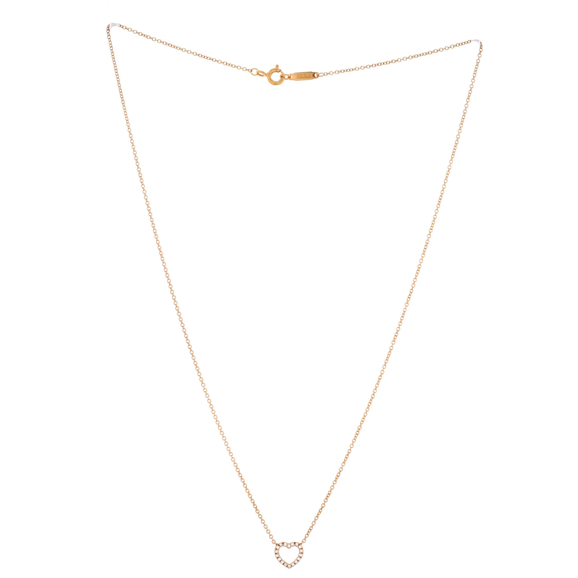 Metro Open Heart Pendant Necklace 18K Rose Gold and Diamonds Mini