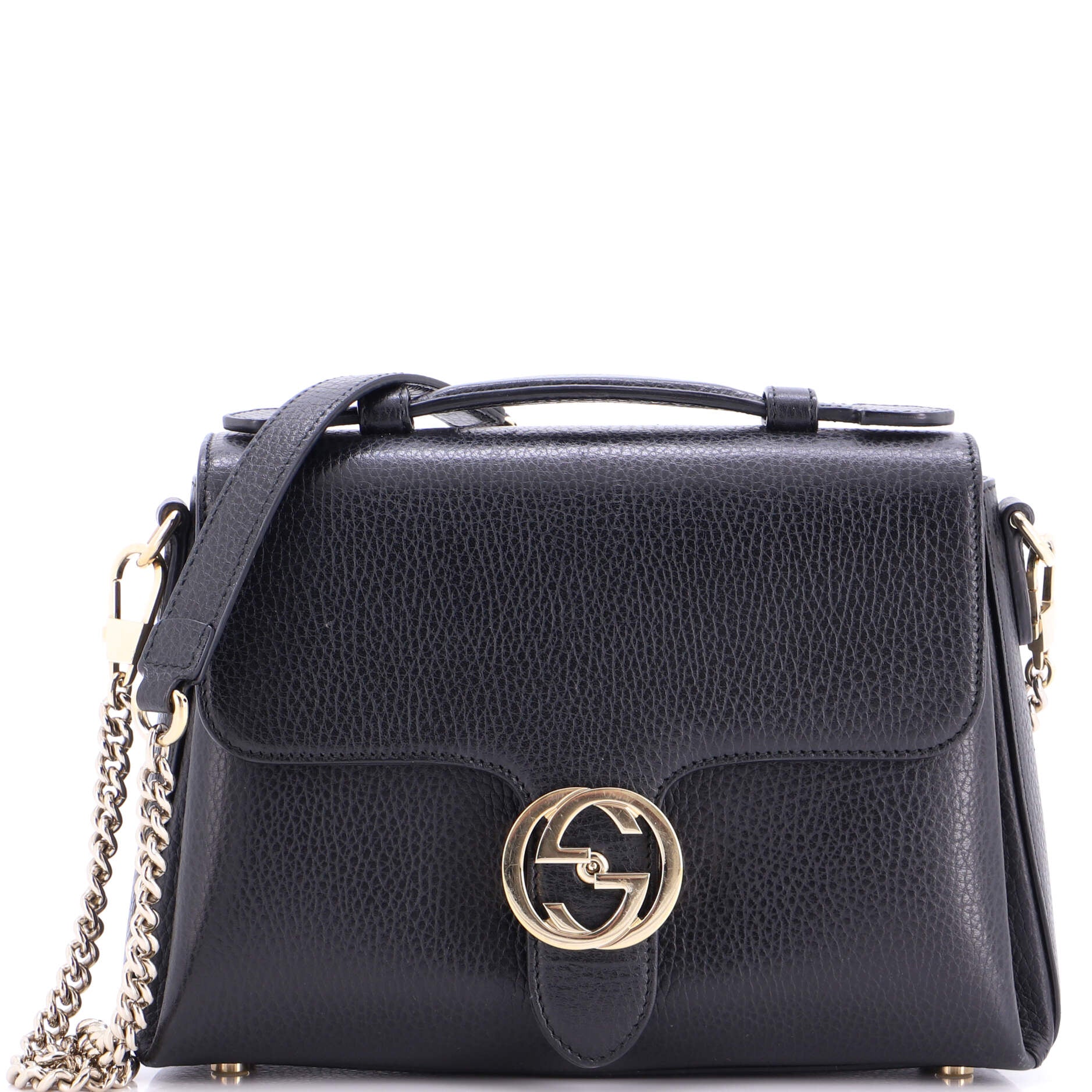 Interlocking Top Handle Bag Leather Small