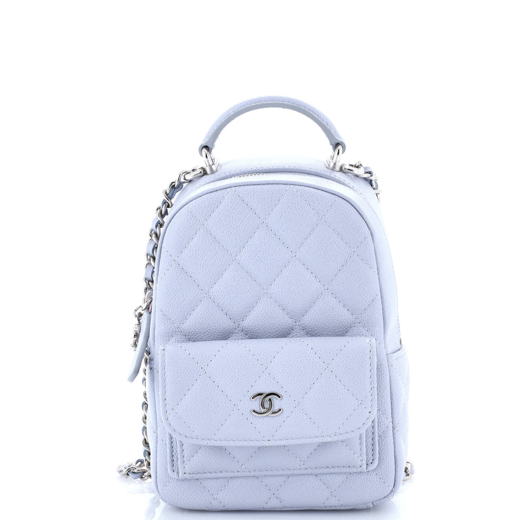 Classic CC Chain Pocket Backpack Quilted Caviar Mini