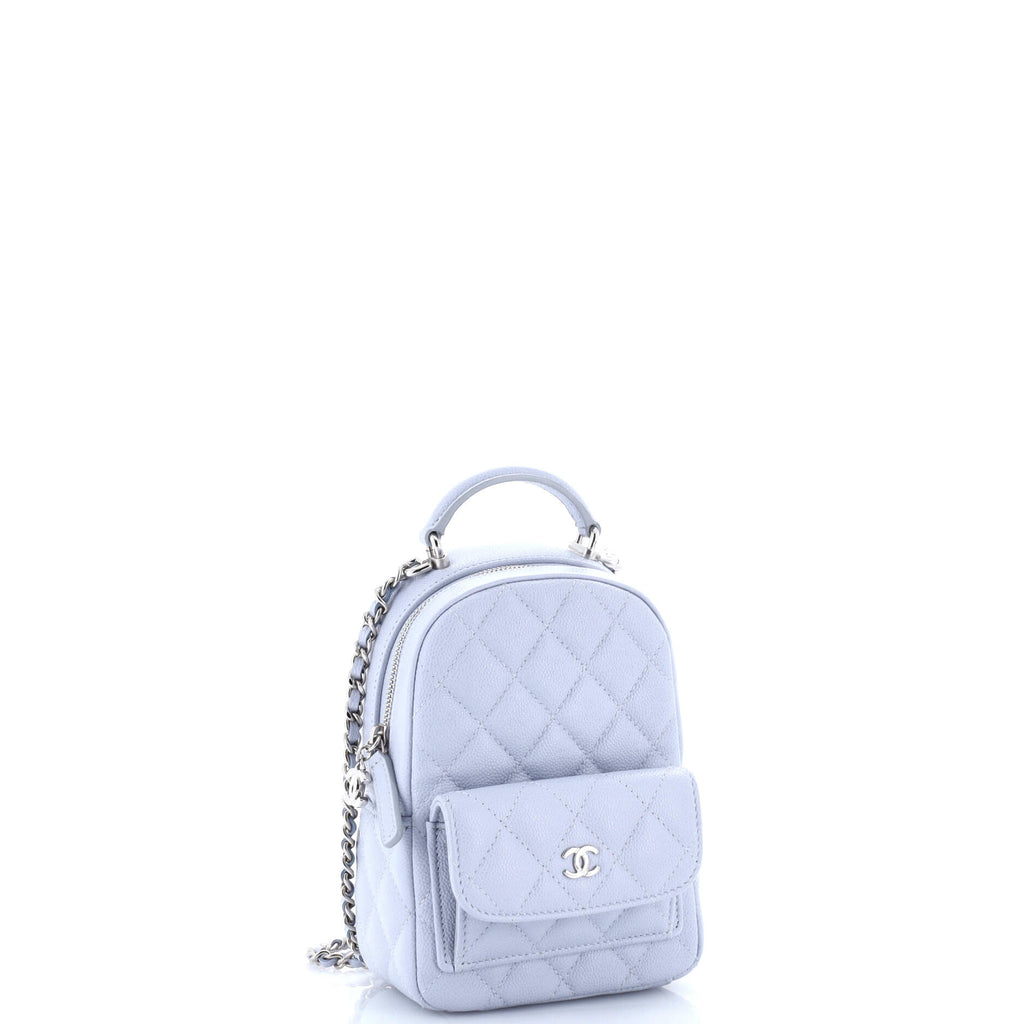 Classic CC Chain Pocket Backpack Quilted Caviar Mini