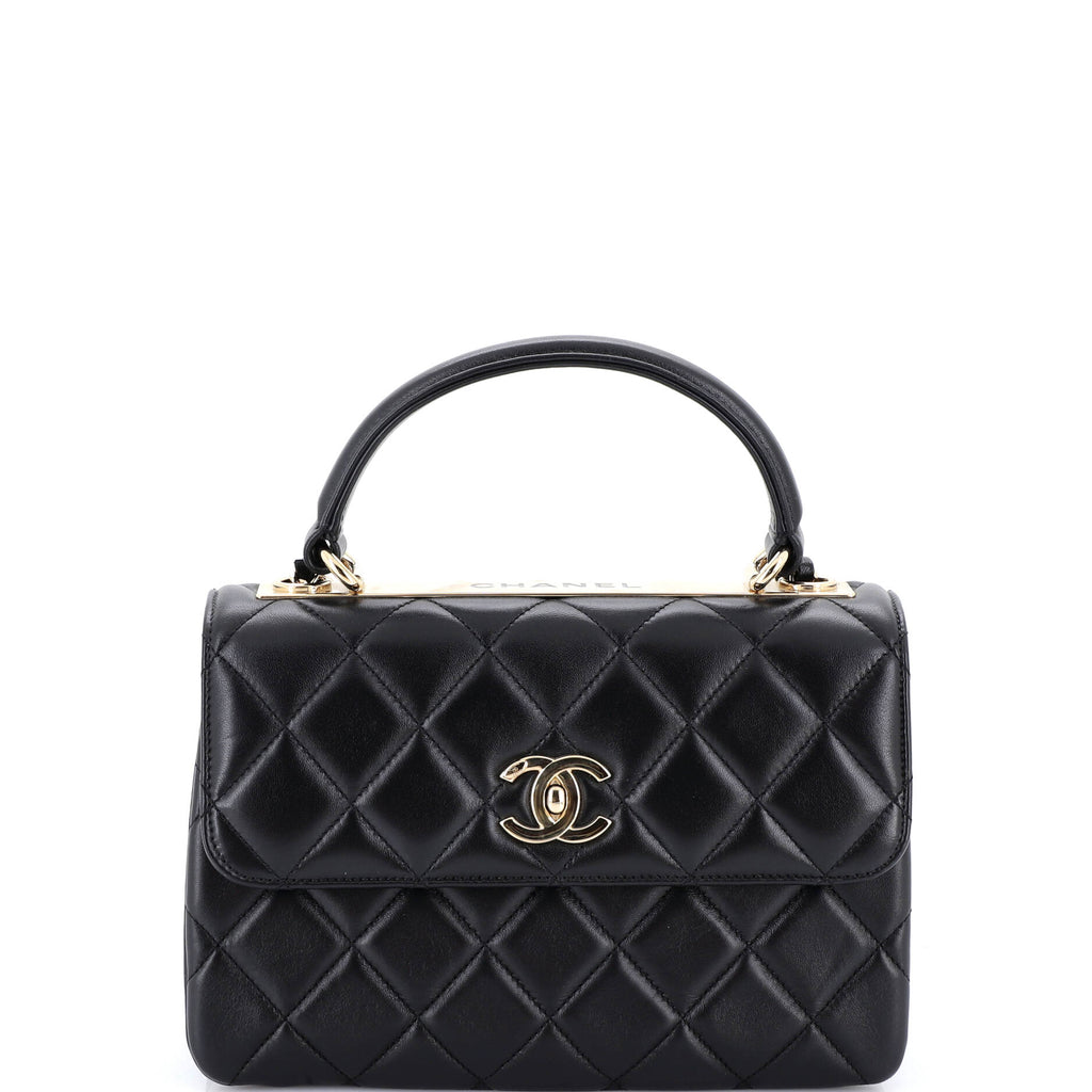 Trendy CC Top Handle Bag Quilted Lambskin Small