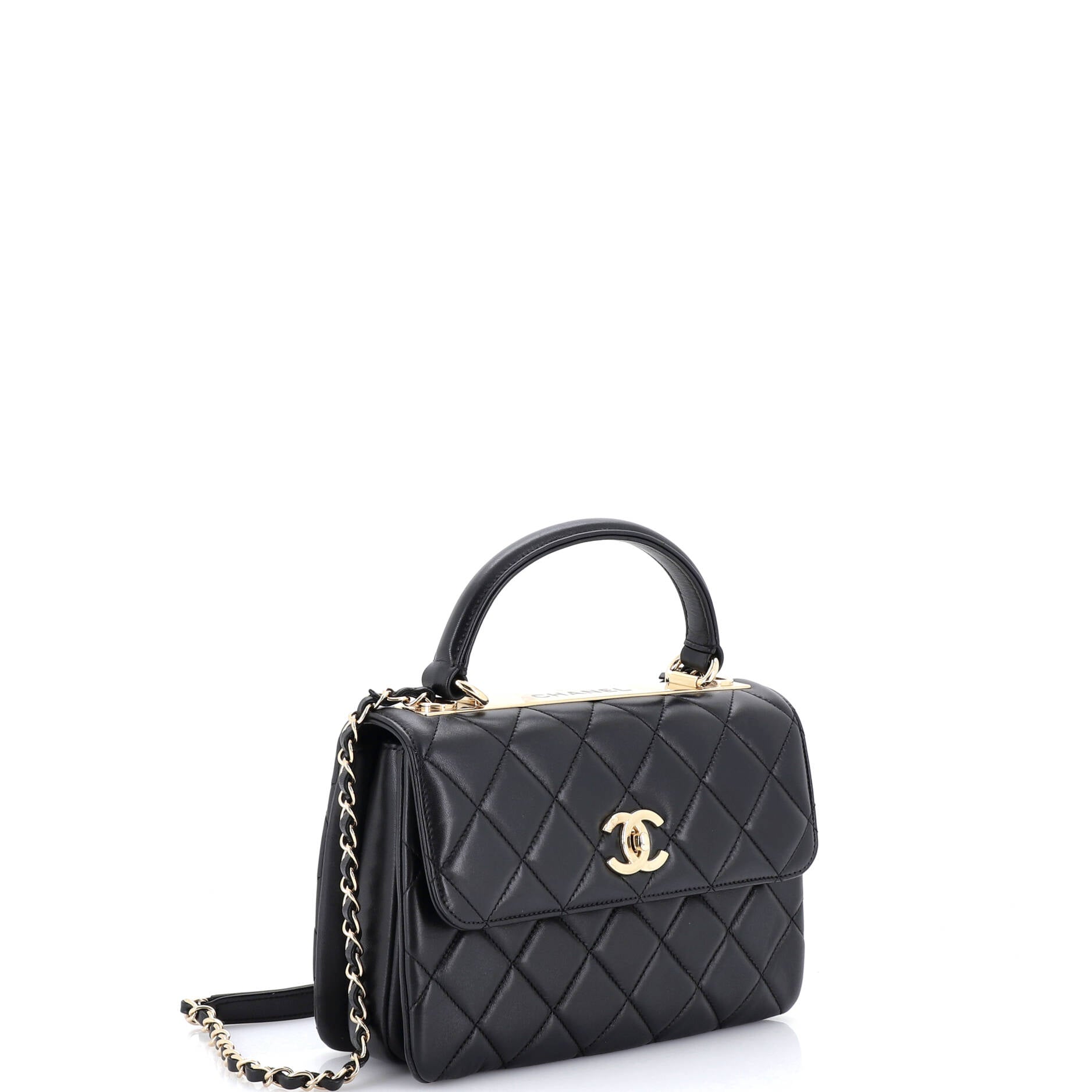 Trendy CC Top Handle Bag Quilted Lambskin Small
