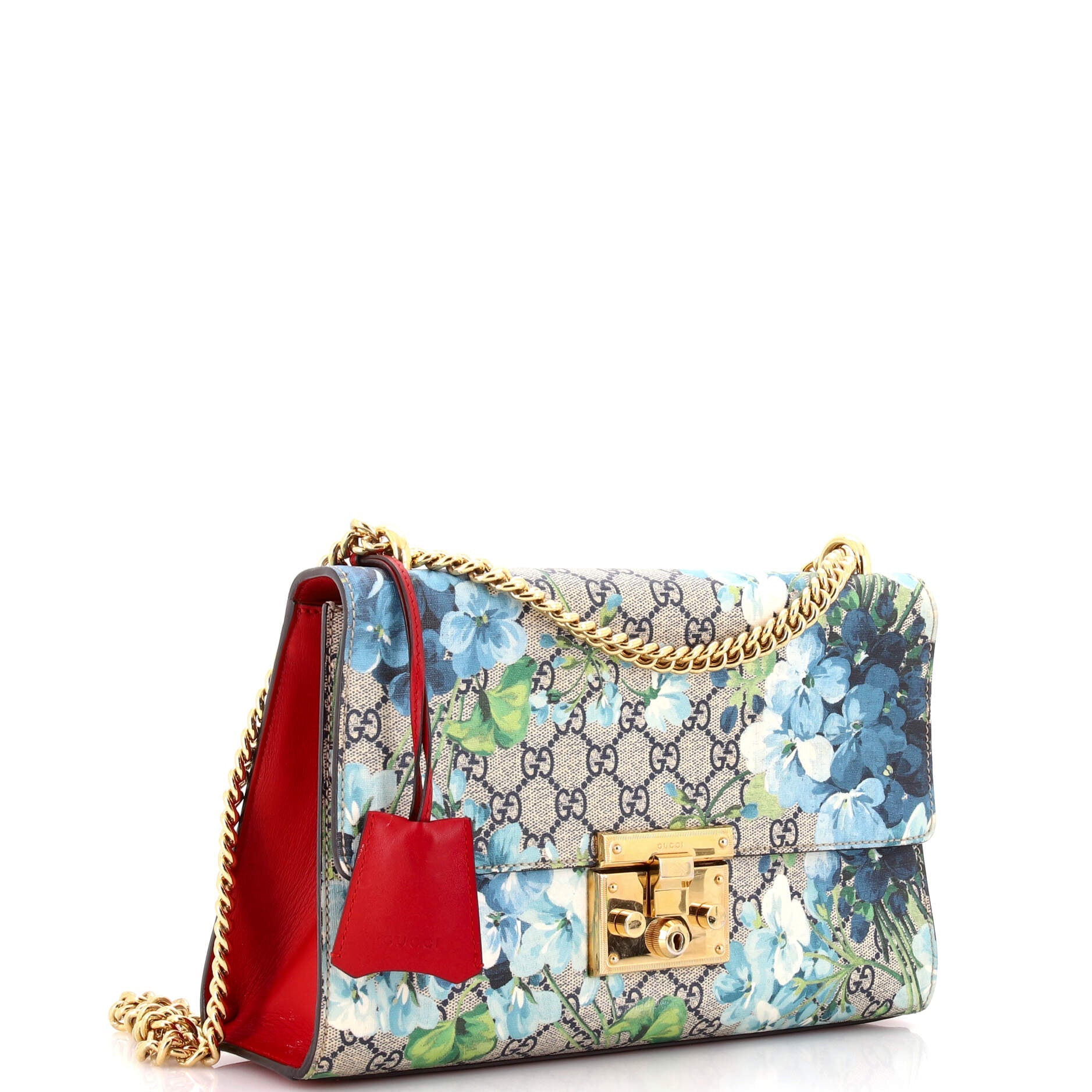 Padlock Shoulder Bag Blooms Print GG Coated Canvas Medium
