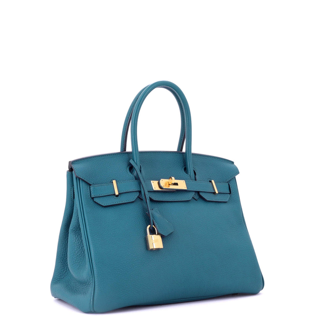 Birkin Handbag Bleu Izmir Togo with Gold Hardware 30