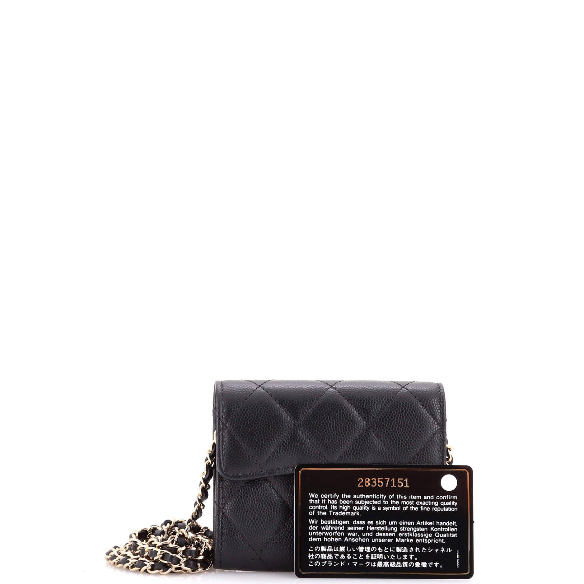 Classic Flap Card Holder on Chain Quilted Caviar Mini