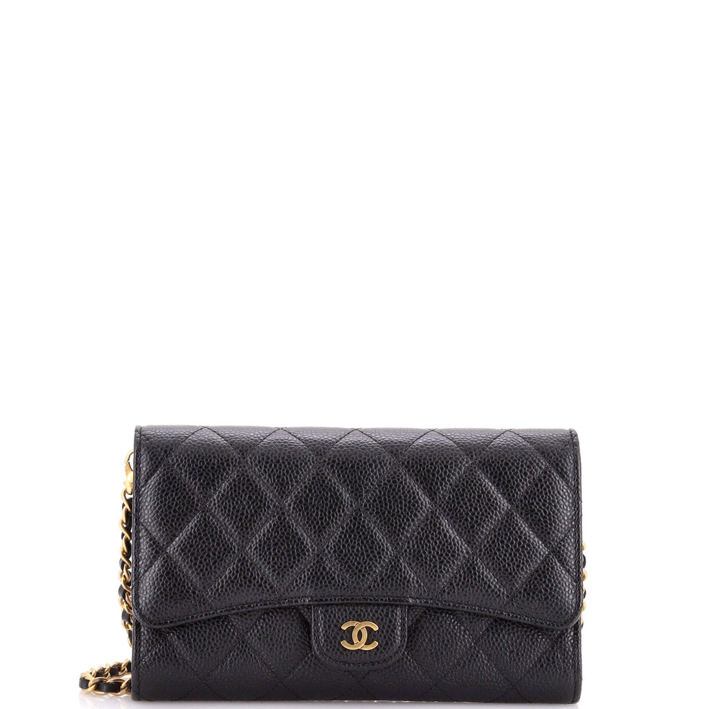 Wallet on Short Chain Quilted Caviar