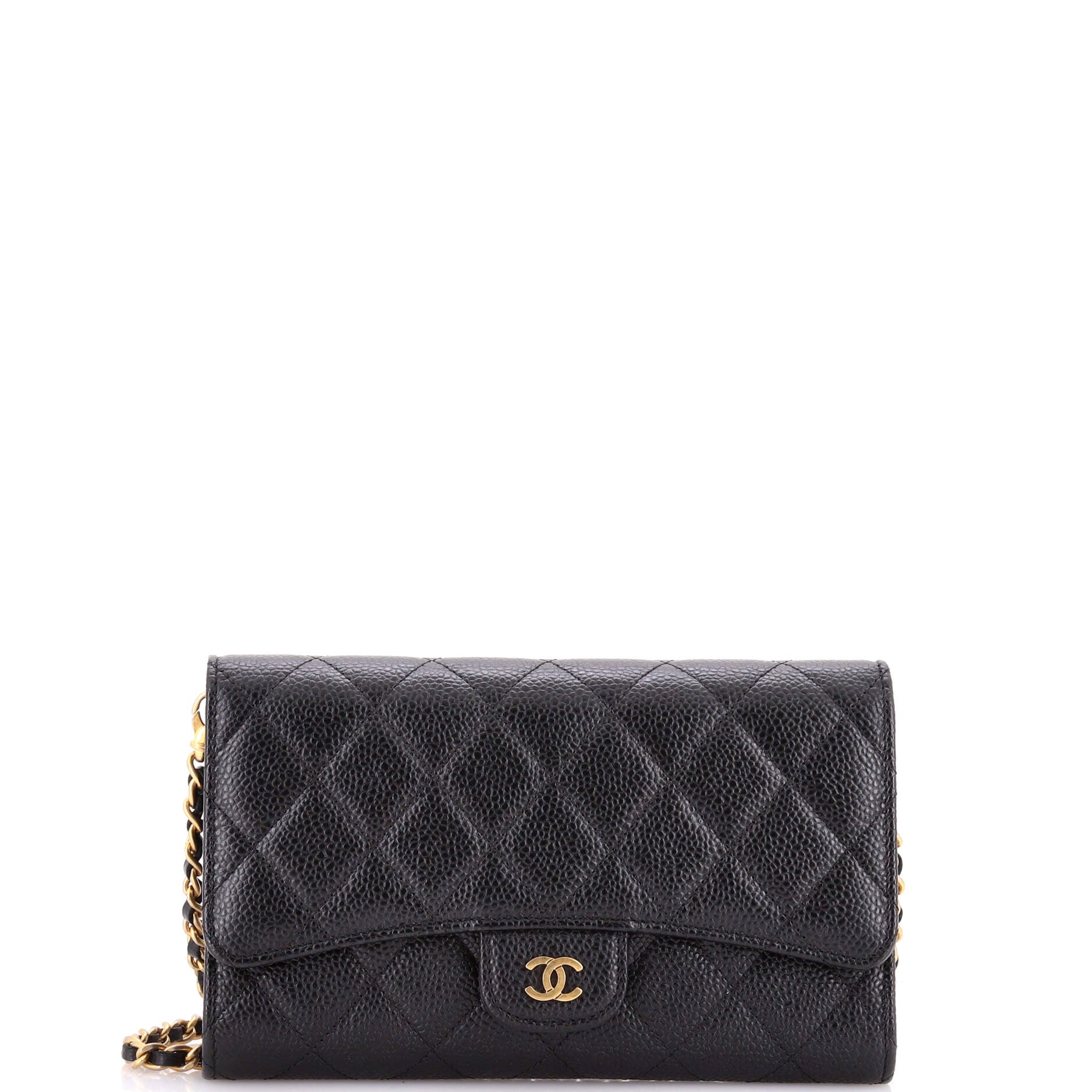 Wallet on Short Chain Quilted Caviar