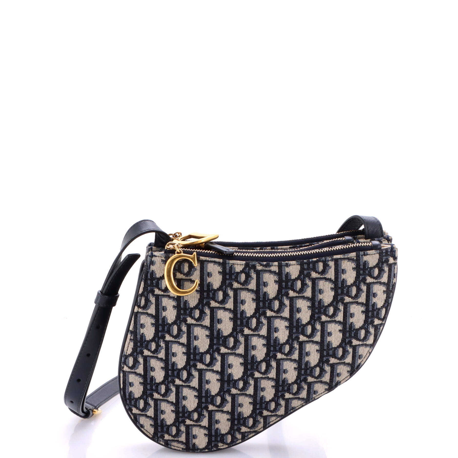 Saddle Triple Zip Crossbody Pouch Oblique Canvas